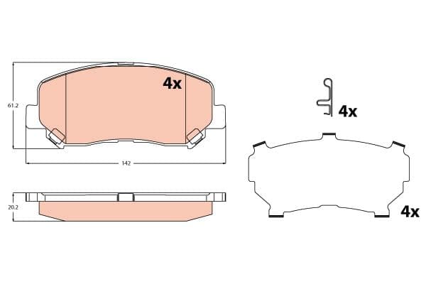 TRW Kit pastiglie freno, Freno a disco GDB2246