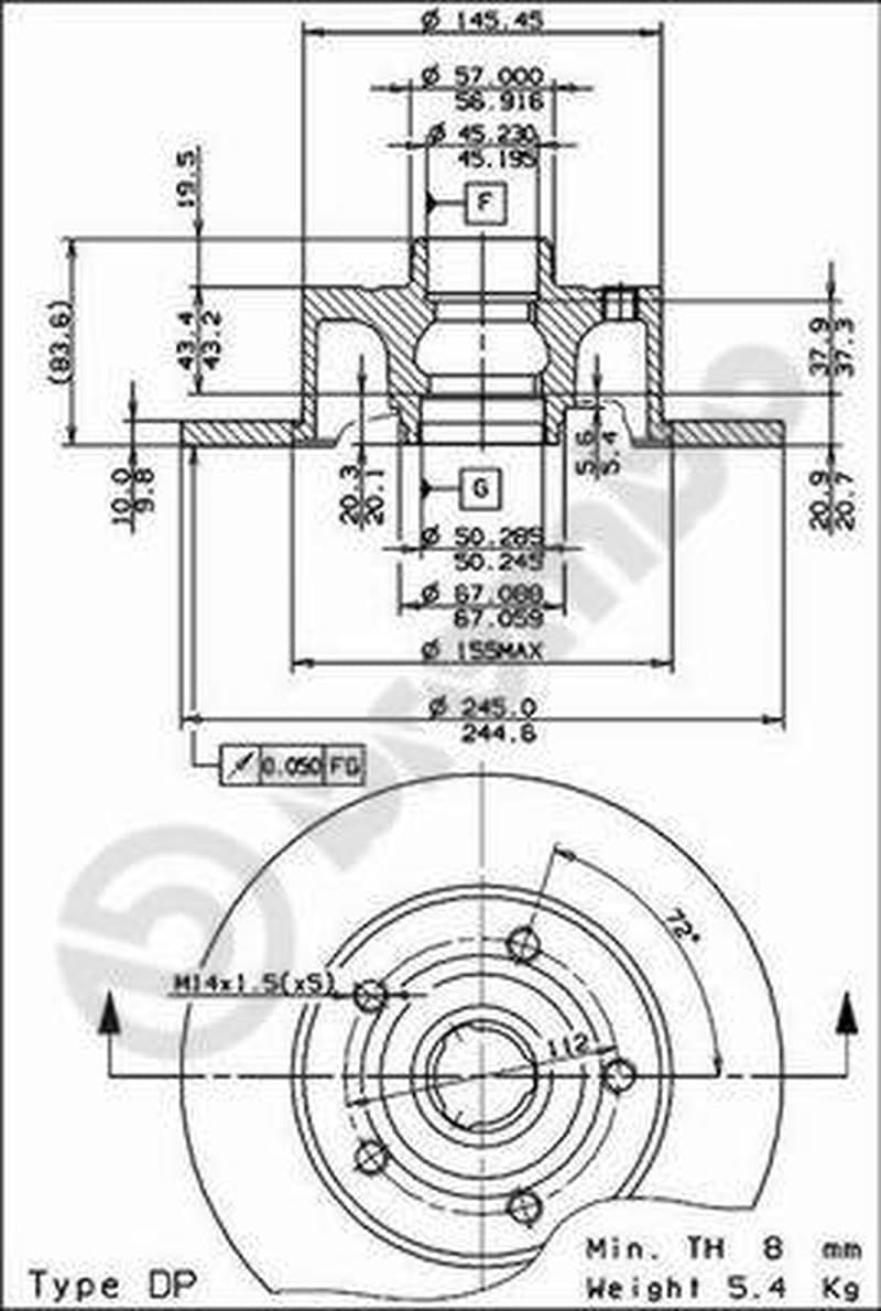 Brembo Disco Freno 08691114