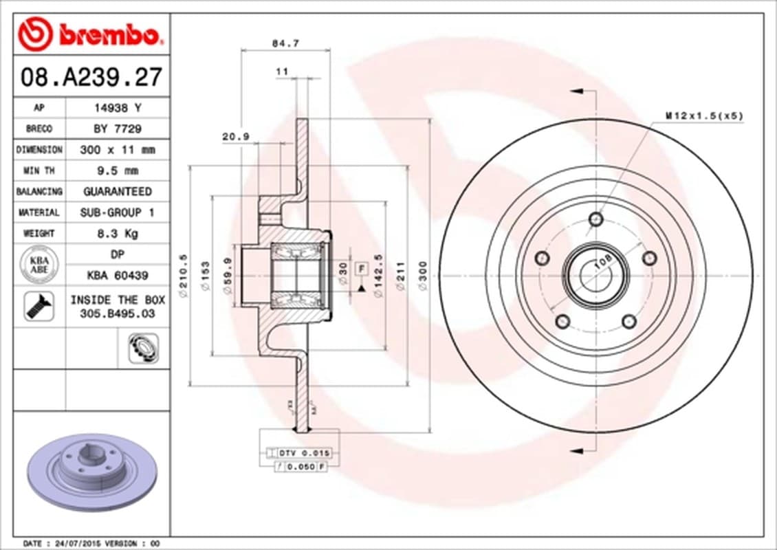 Brembo Disco Freno 08A23927