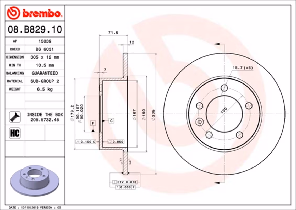Brembo Disco Freno 08B82910
