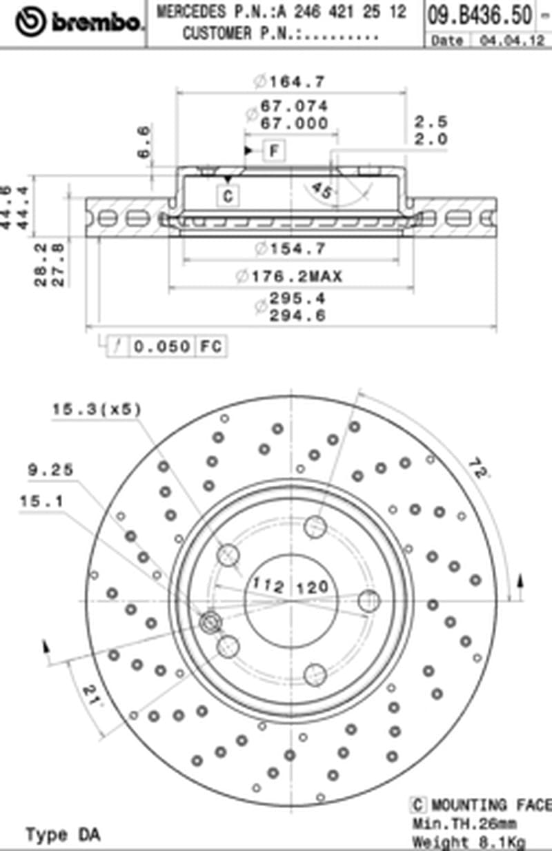 Brembo Disco Freno 09B43651