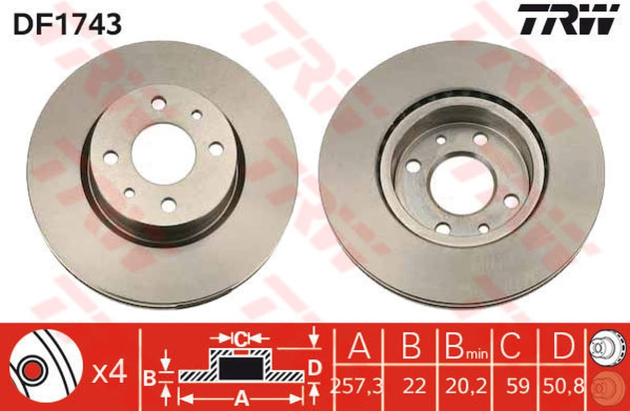 Trw Df Alfa Romeo 164 (164) 2.0 Twin Spark Df1743