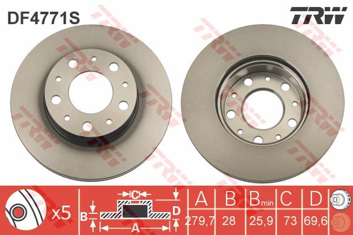 Trw Disco Freno Honda Civic Iii Hatchback (Ec, Ed, Ee) Df4771S