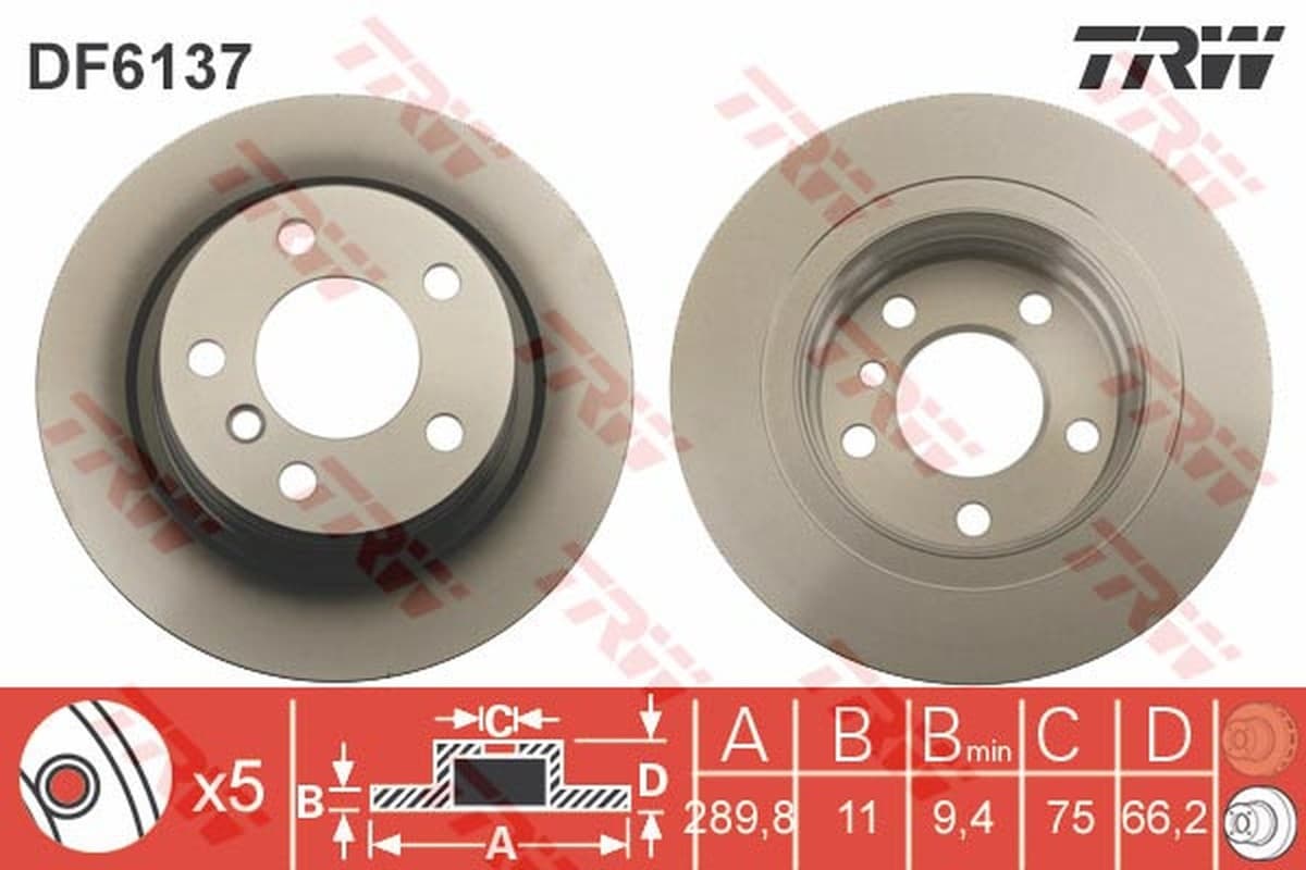 Trw Disco Freno Bmw Serie 1 118D Df6137