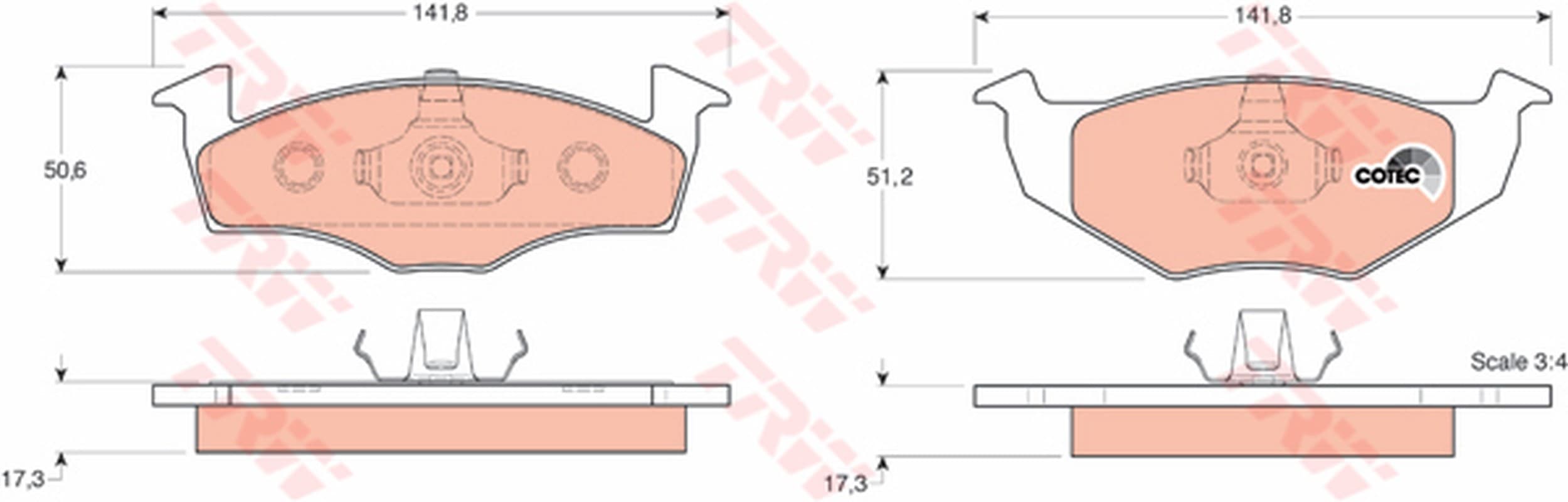 Trw Pattini Freno Volkswagen Polo (6N/9N)Lupo (95->) Gdb1274