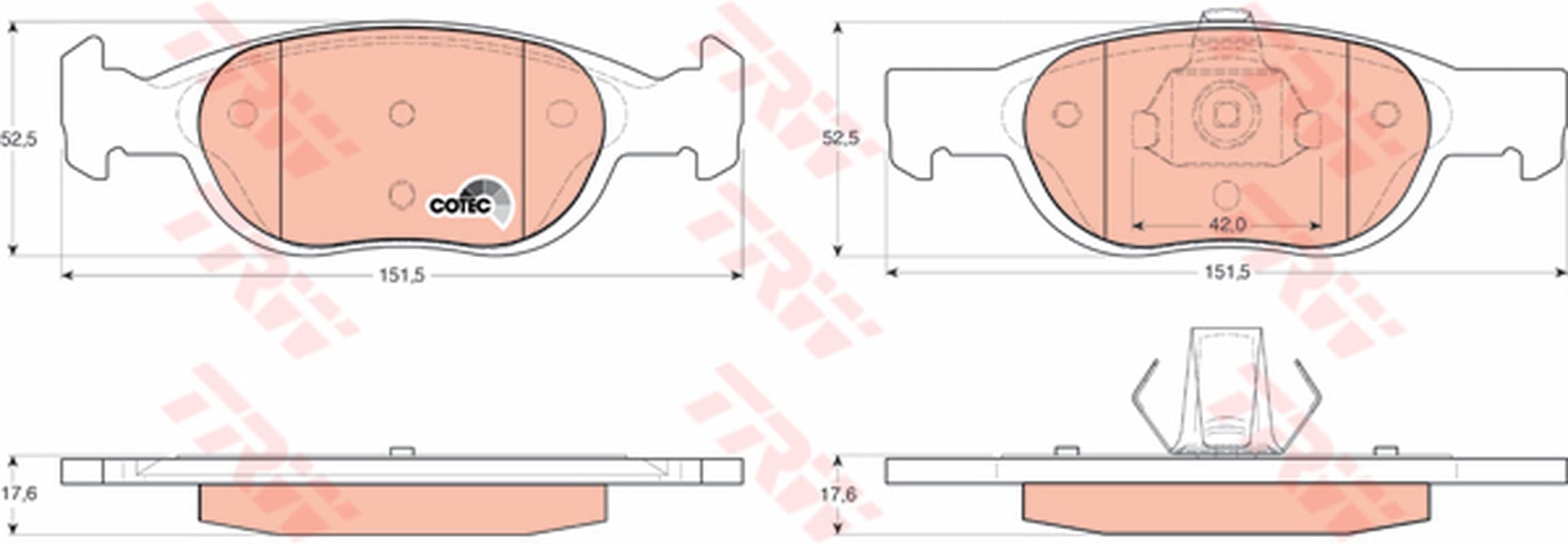 Trw Pattini Freno Fiat Punto-Lanciay T.T (95-03) 1.4 Gdb1339