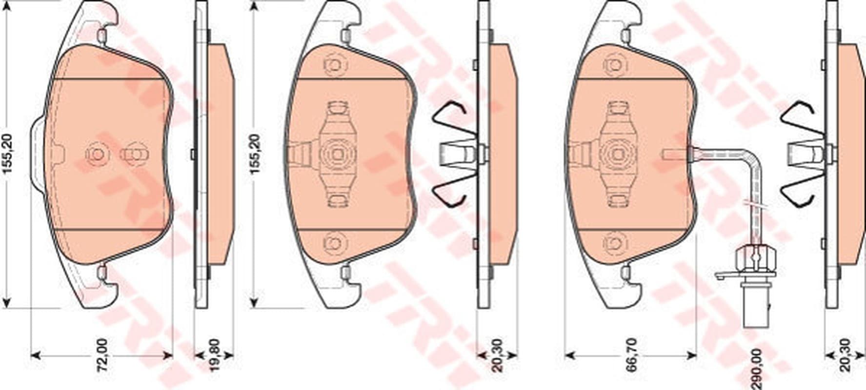 Trw Pattini Freno Ant. Audi A4 1.8 16V Tfsi Gdb1814