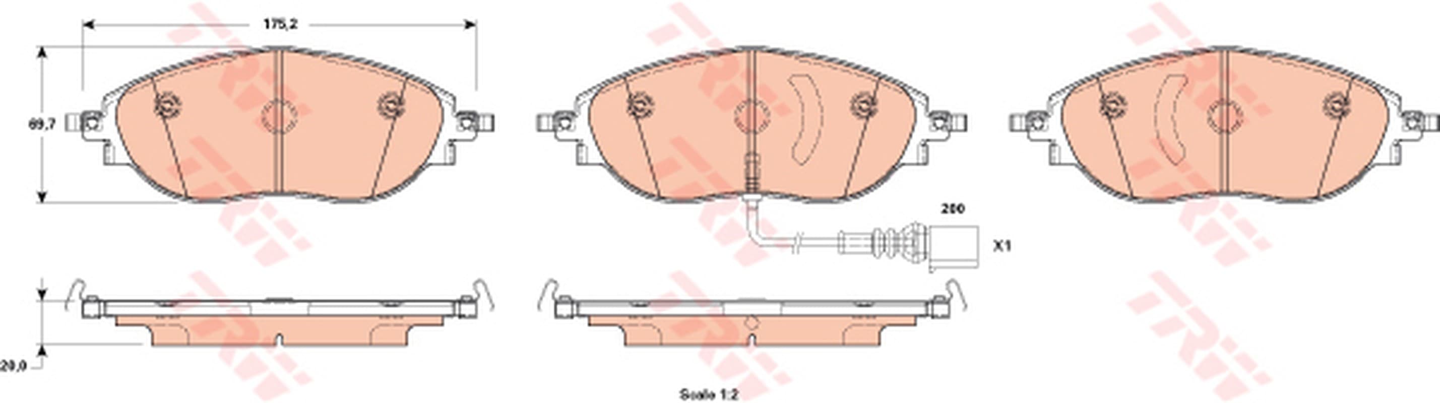 Trw Kit Pastiglie Freno Seat Alhambra 1.4/2.0/2.0D 06/ Gdb1918