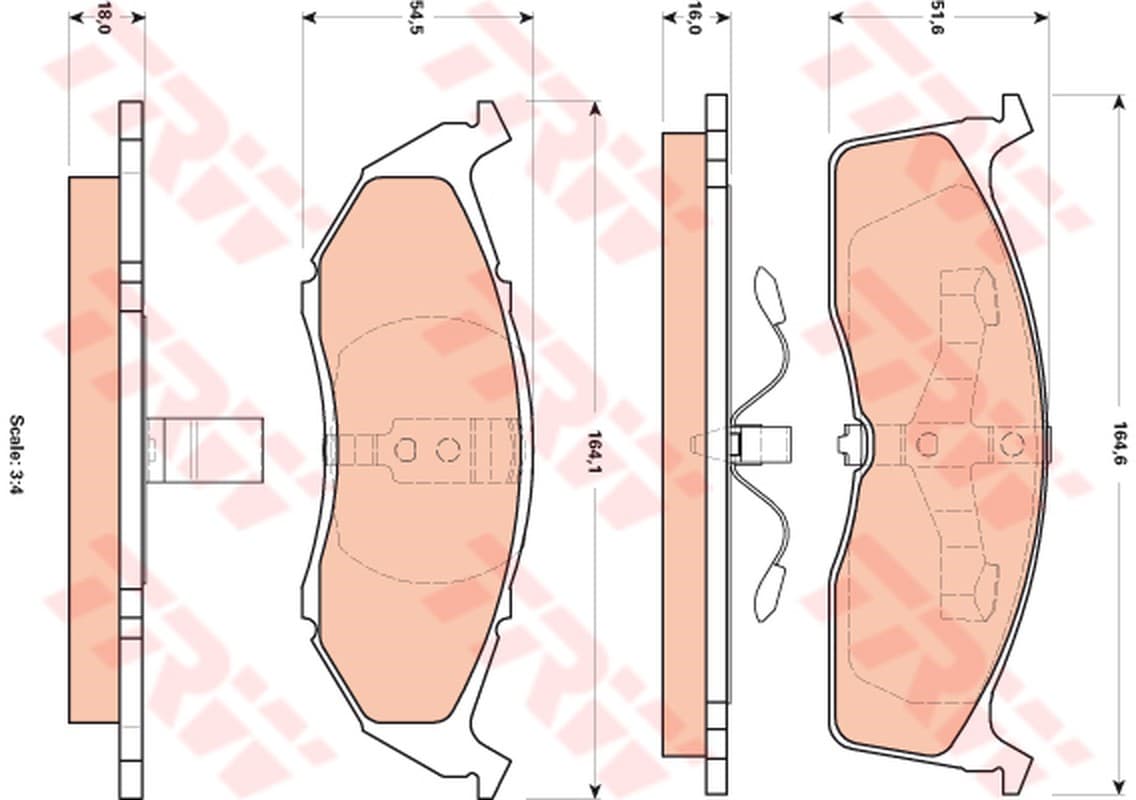 Trw Pattini Freno Chrysler 300 M (Lr) 2.7 V6 24V Gdb4091