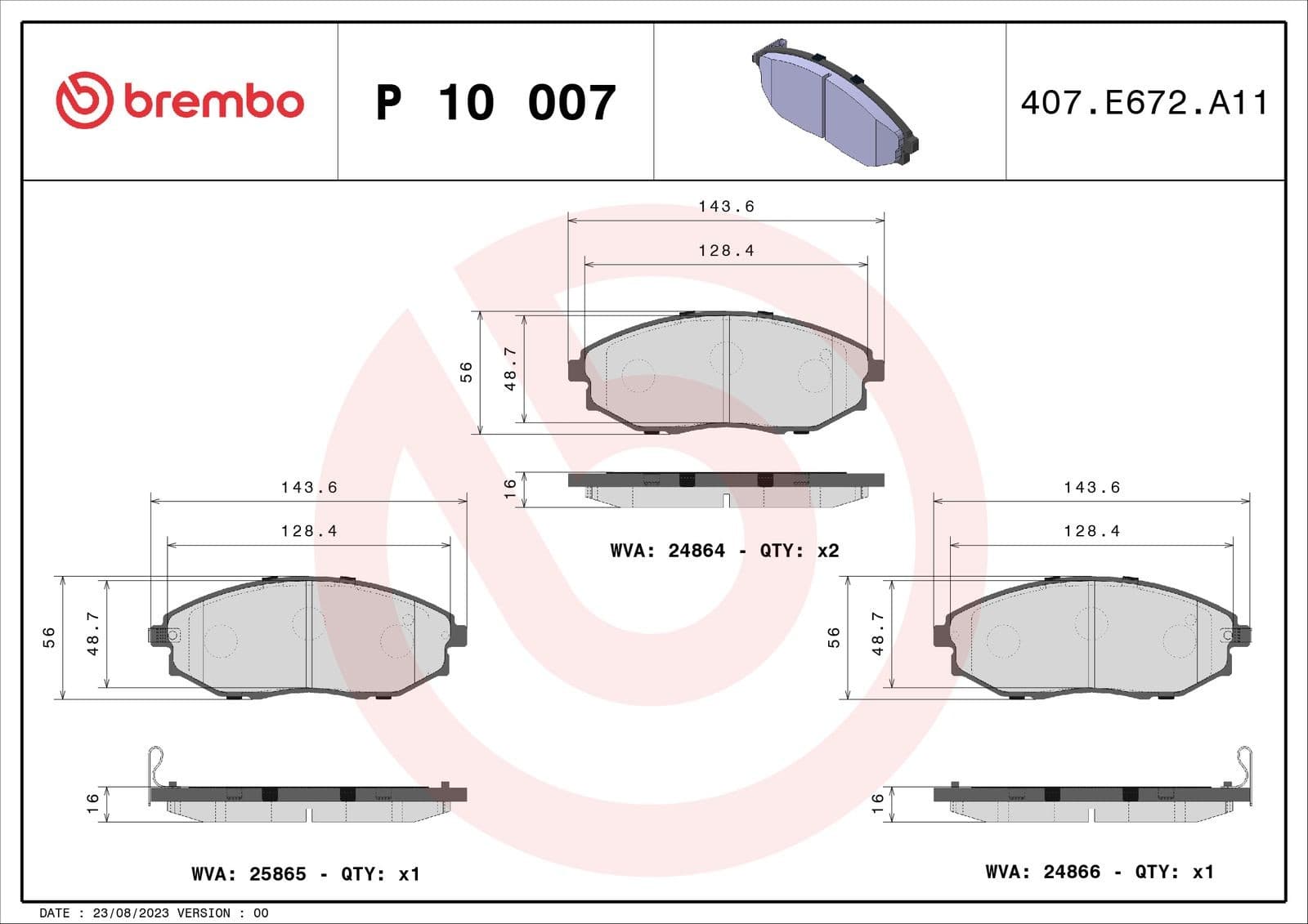 Brembo Kit Pastiglie Freno P10007