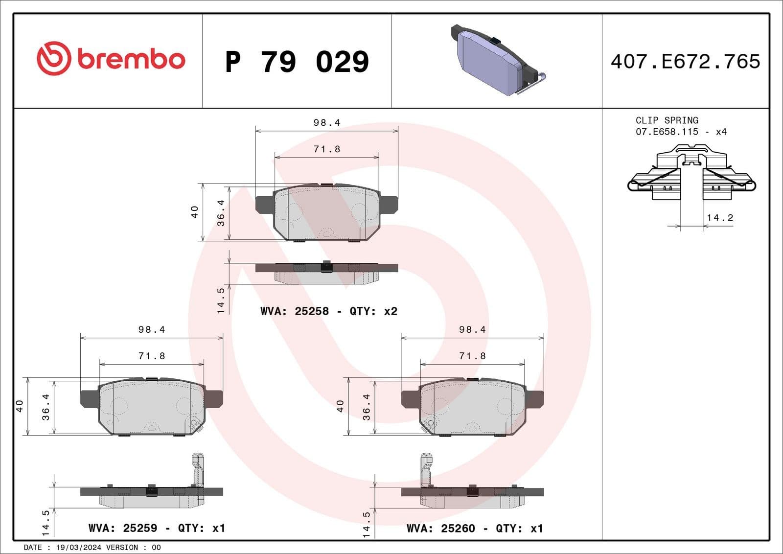 Brembo Kit Pastiglie Freno P79029
