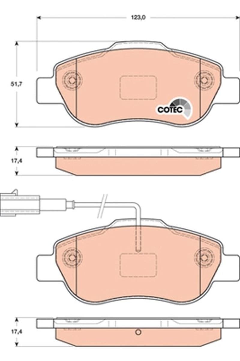 Trw Pattini Freno Fiat 500/Qubo/Ka/Fiorino 1.3 D Mult Gdb1746
