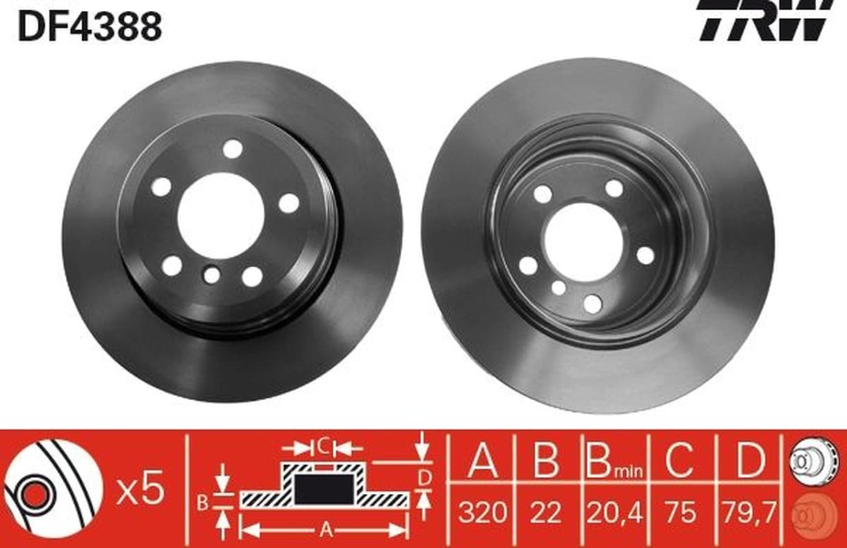 Trw Dischi Freno Bmw X3 ( E83) Df4388
