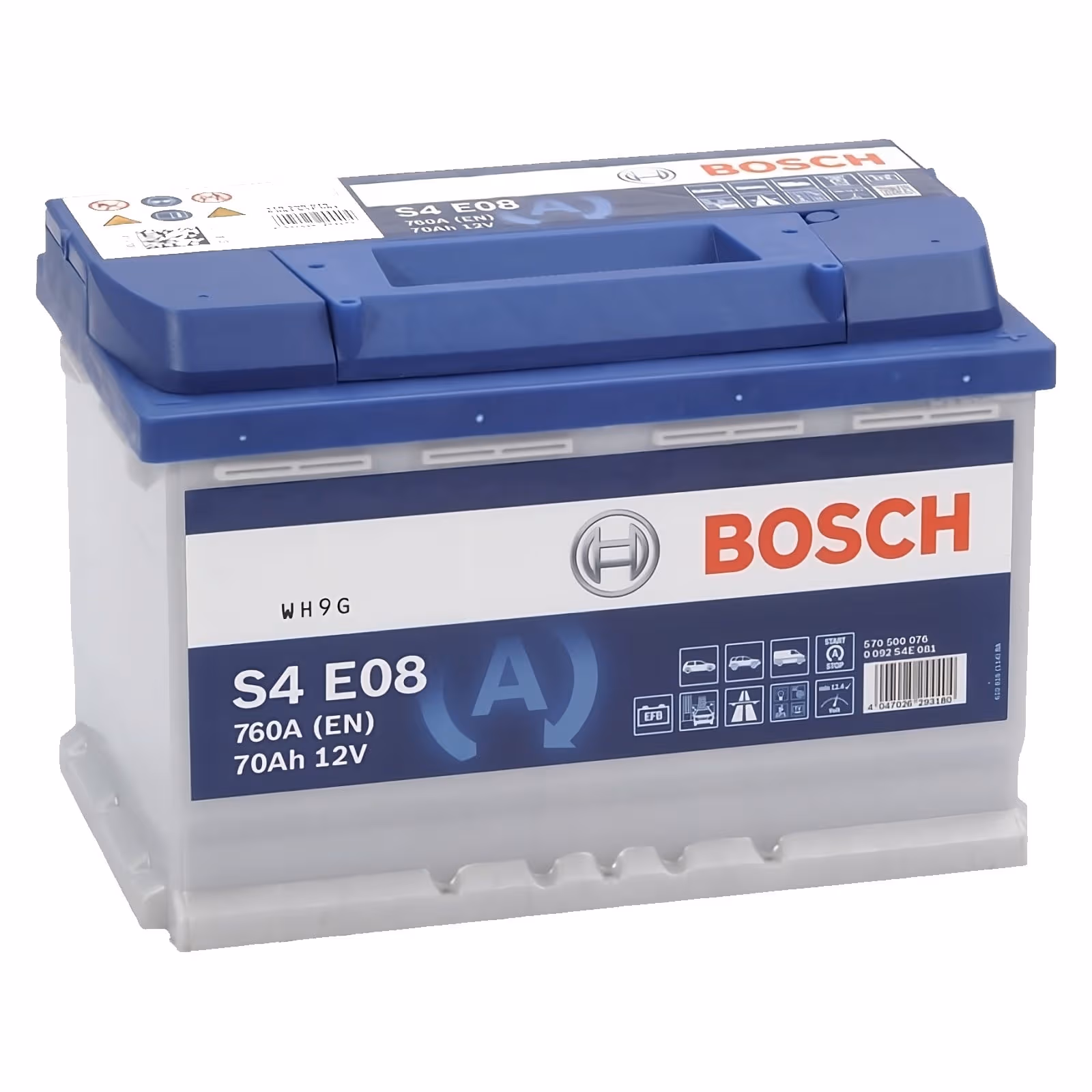 Batteria BOSCH S4 E08 12V 70Ah 760A B13 Tecnologia EFB per Start Stop