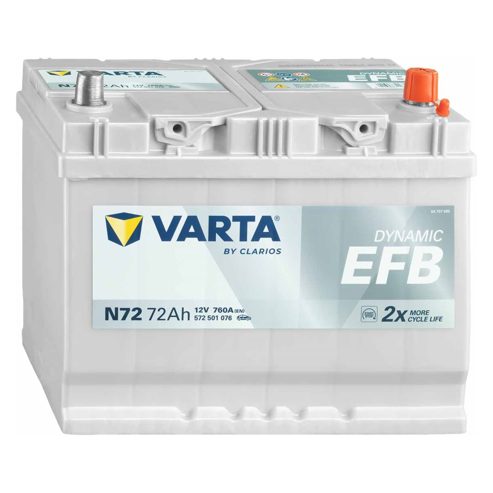 Batteria VARTA 572501076 N72 DYNAMIC EFB 72Ah 12V 760A