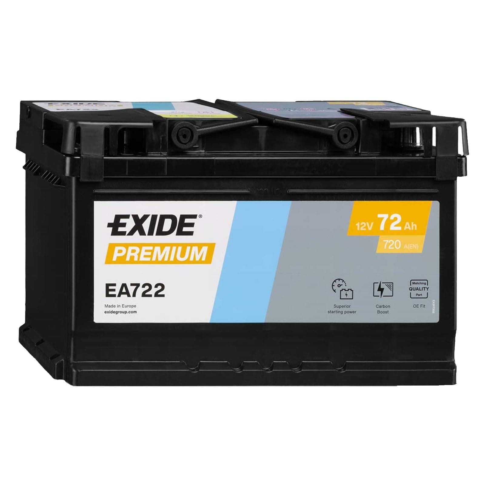 Batteria Auto Exide 72 Ah 720A 12V CARBON BOOST PREMIUM FIAMM 75ah VARTA 72AH