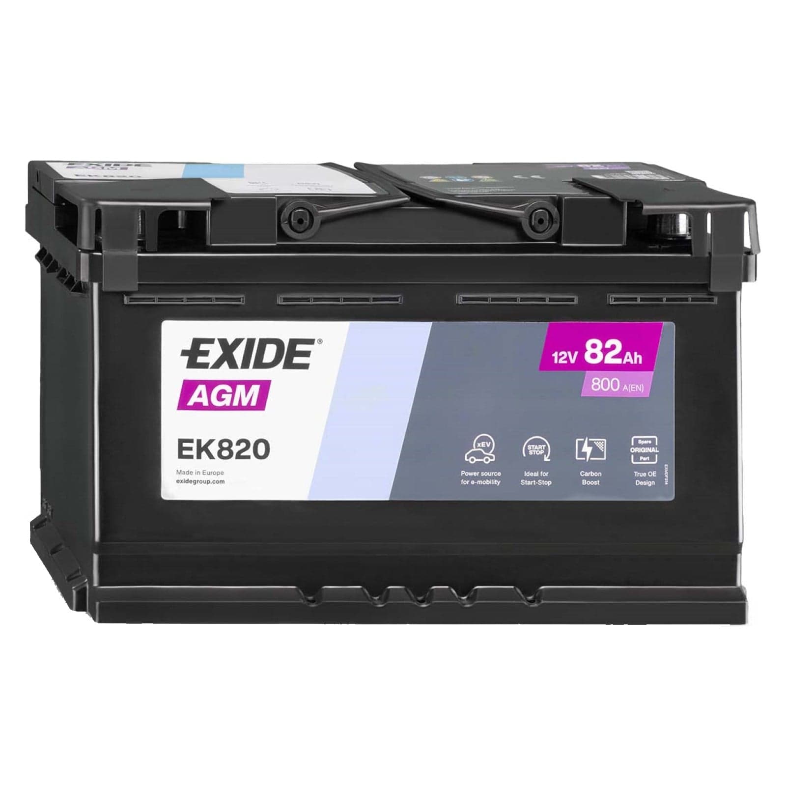 Batteria Auto Exide Agm 82 Ah 800A Start-Stop 12V = BOSCH VARTA 80AH AGM VR800 VR850 FIAMM
