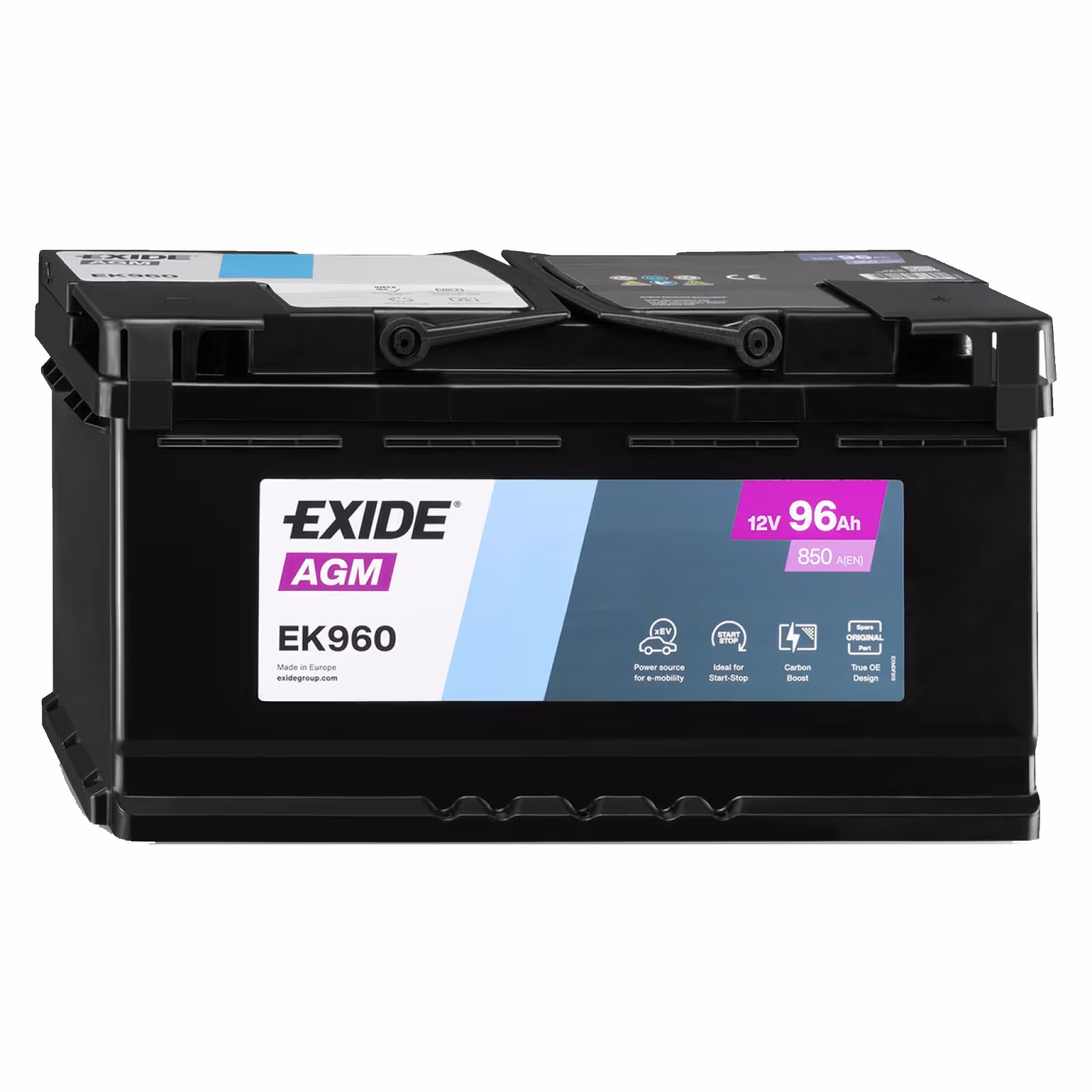 Batteria Auto Exide Agm 96 Ah 850A Start-Stop
