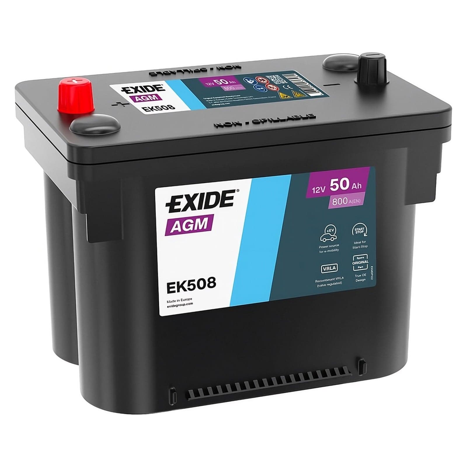 Batteria Auto Exide Agm 50 Ah 800A Start-Stop 12v FIAT FREEMONT EQUIVALENTE OPTIMA RTC4.2 RED RTC 4.2
