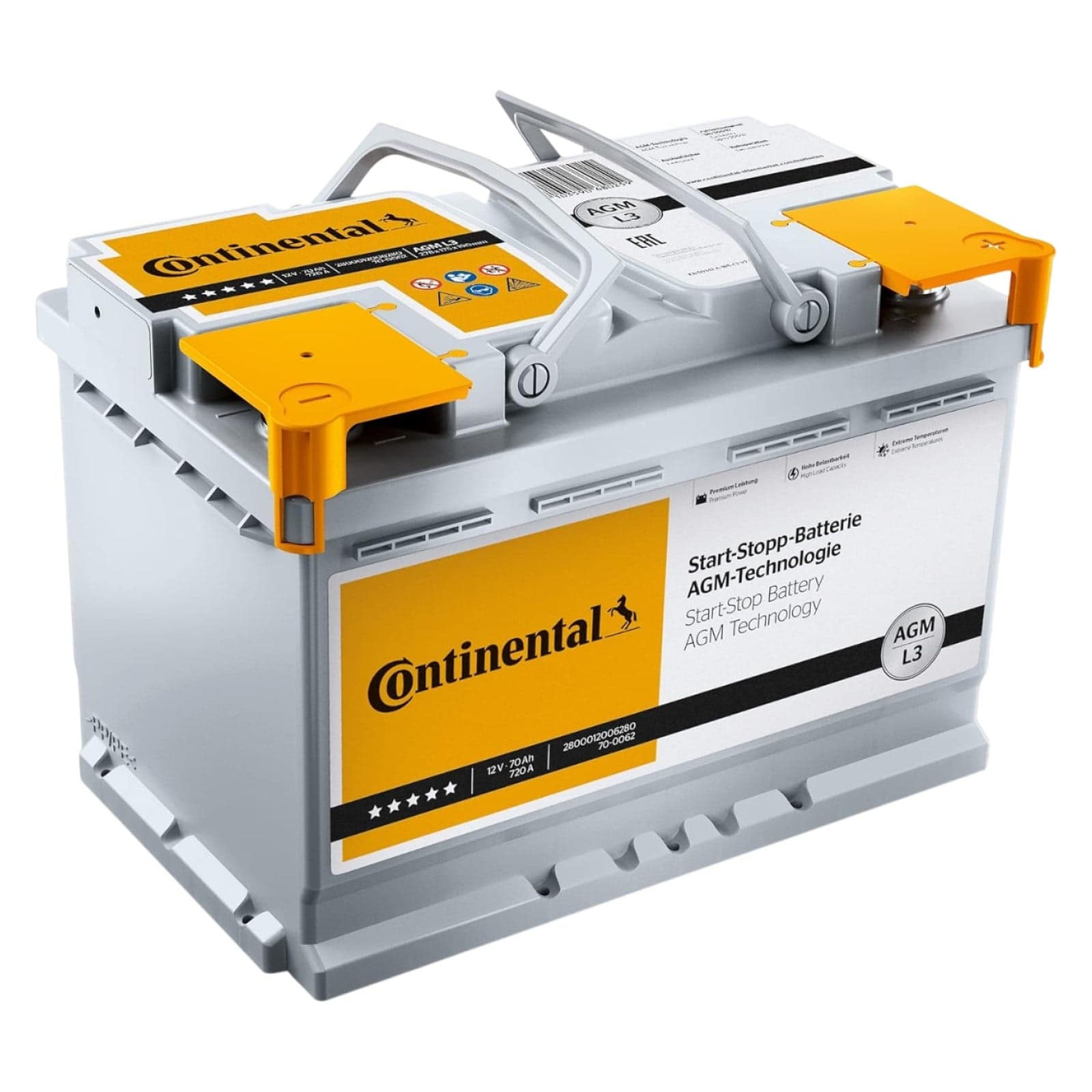 Batteria auto Continental Agm Start&Stop 70Ah 720A 12V