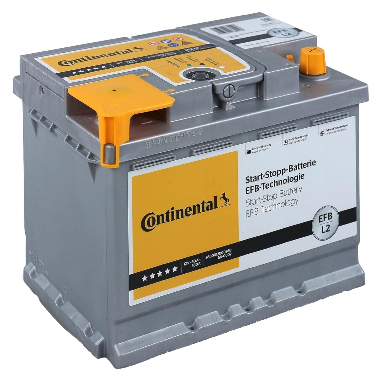 Batteria auto Continental EFB Start-Stop 60Ah 640A 12V