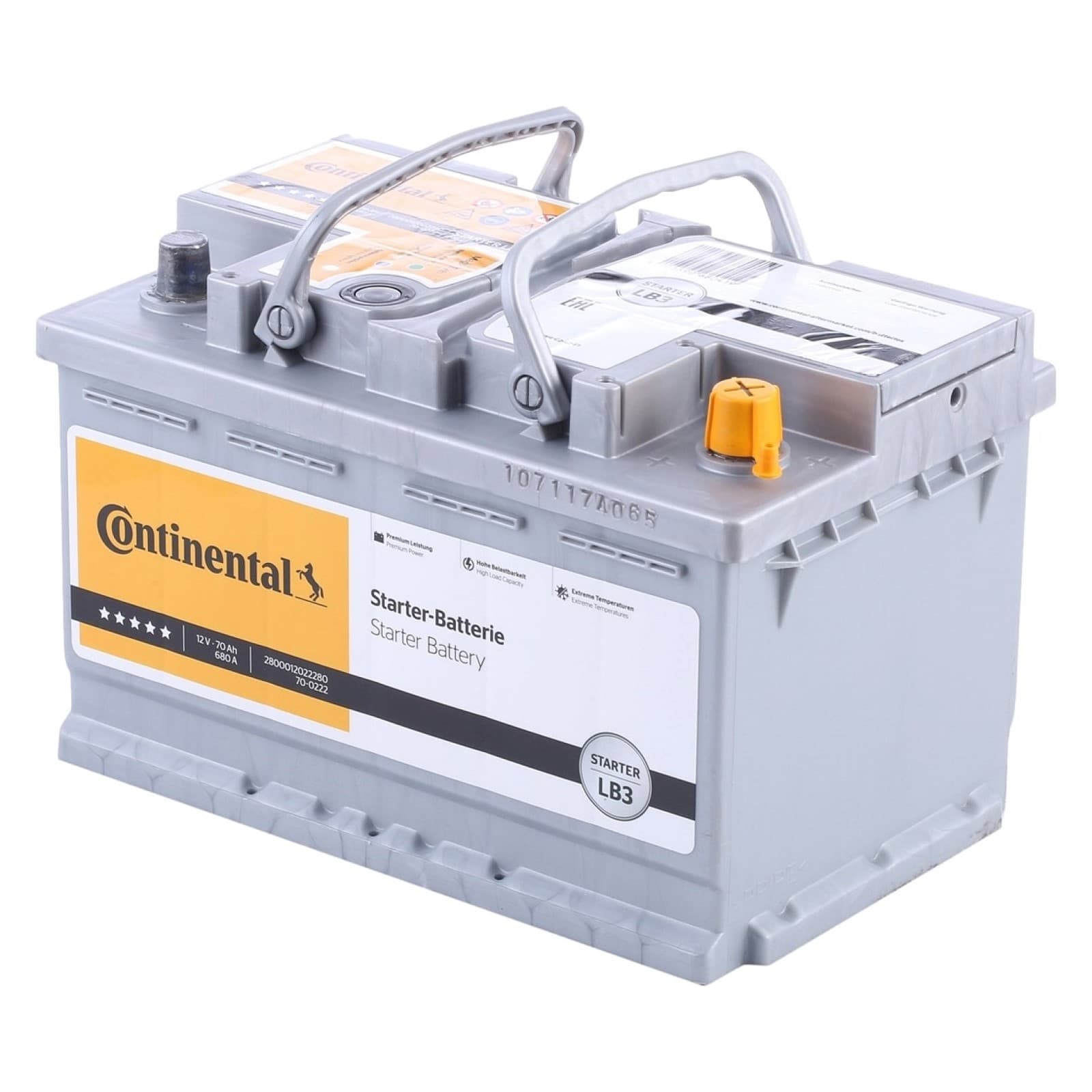 Batteria Continental L3B 70Ah 12v 680A positivo a destra = Fiamm 71 ah