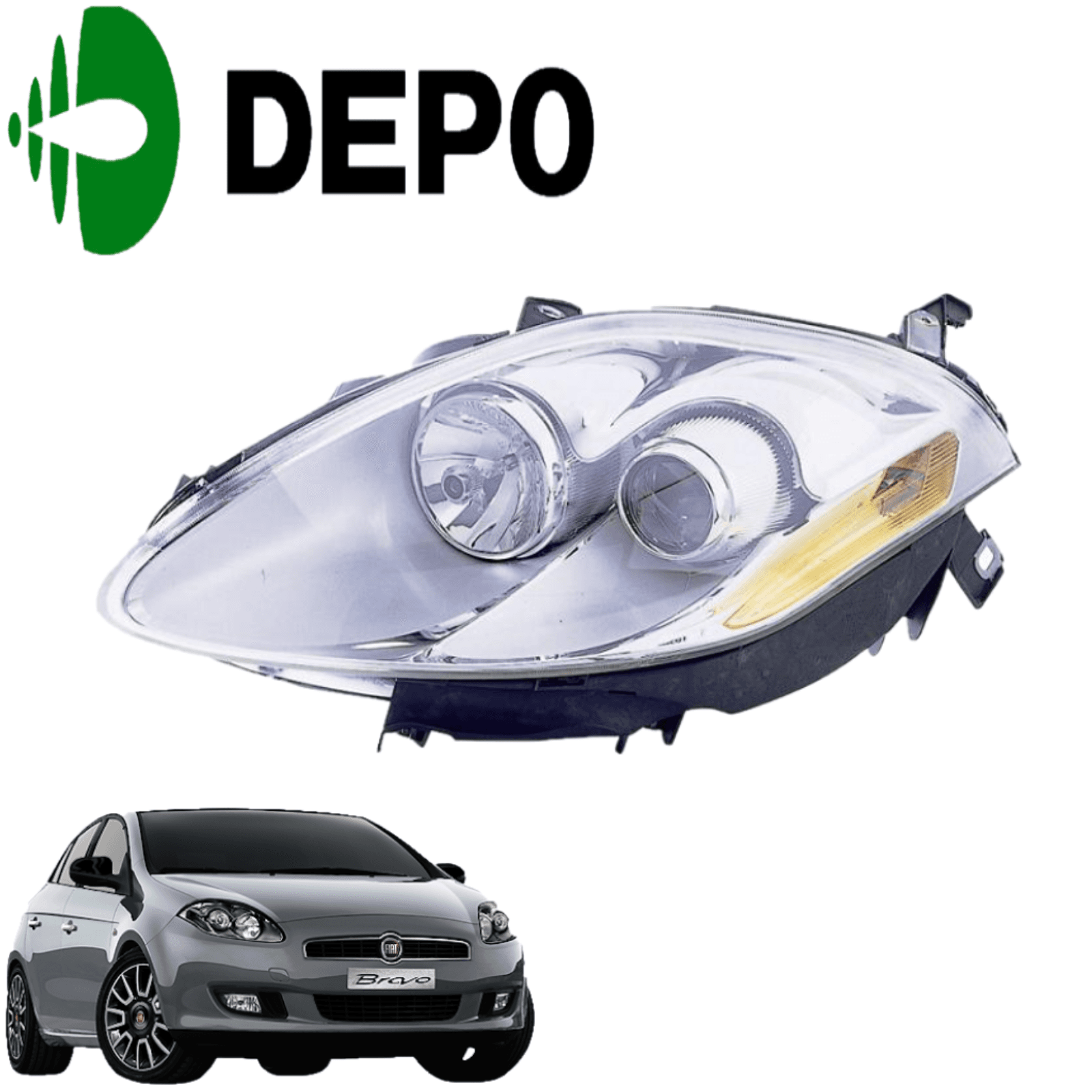COPPIA FARI PROIETTORI ANT DX SX FIATBRAVO 07> FRECCIA GIALLA