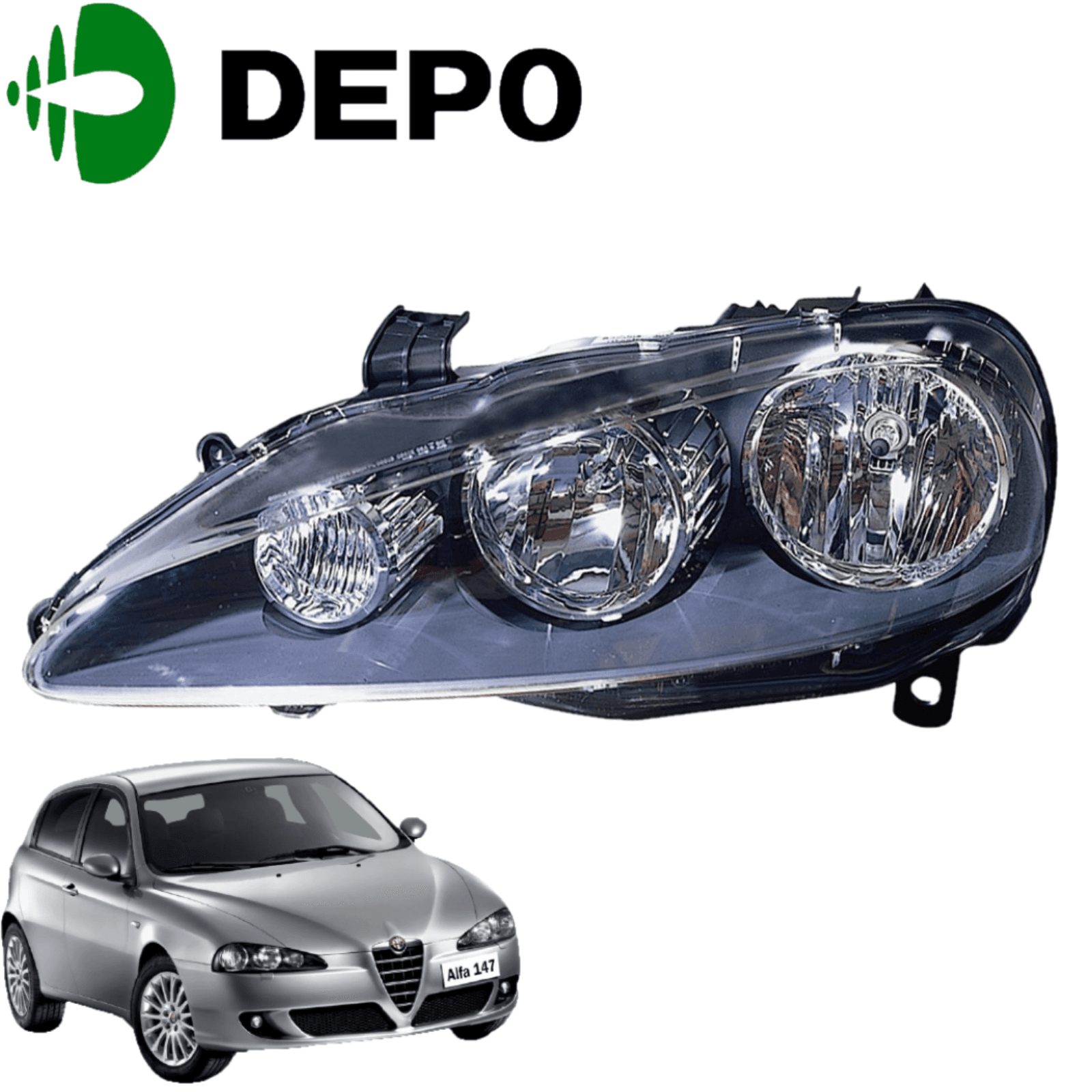 KIT PROIETTORI FARI ANTERIORI DEPO DX SX ALFA ROMEO 147 2004 --->