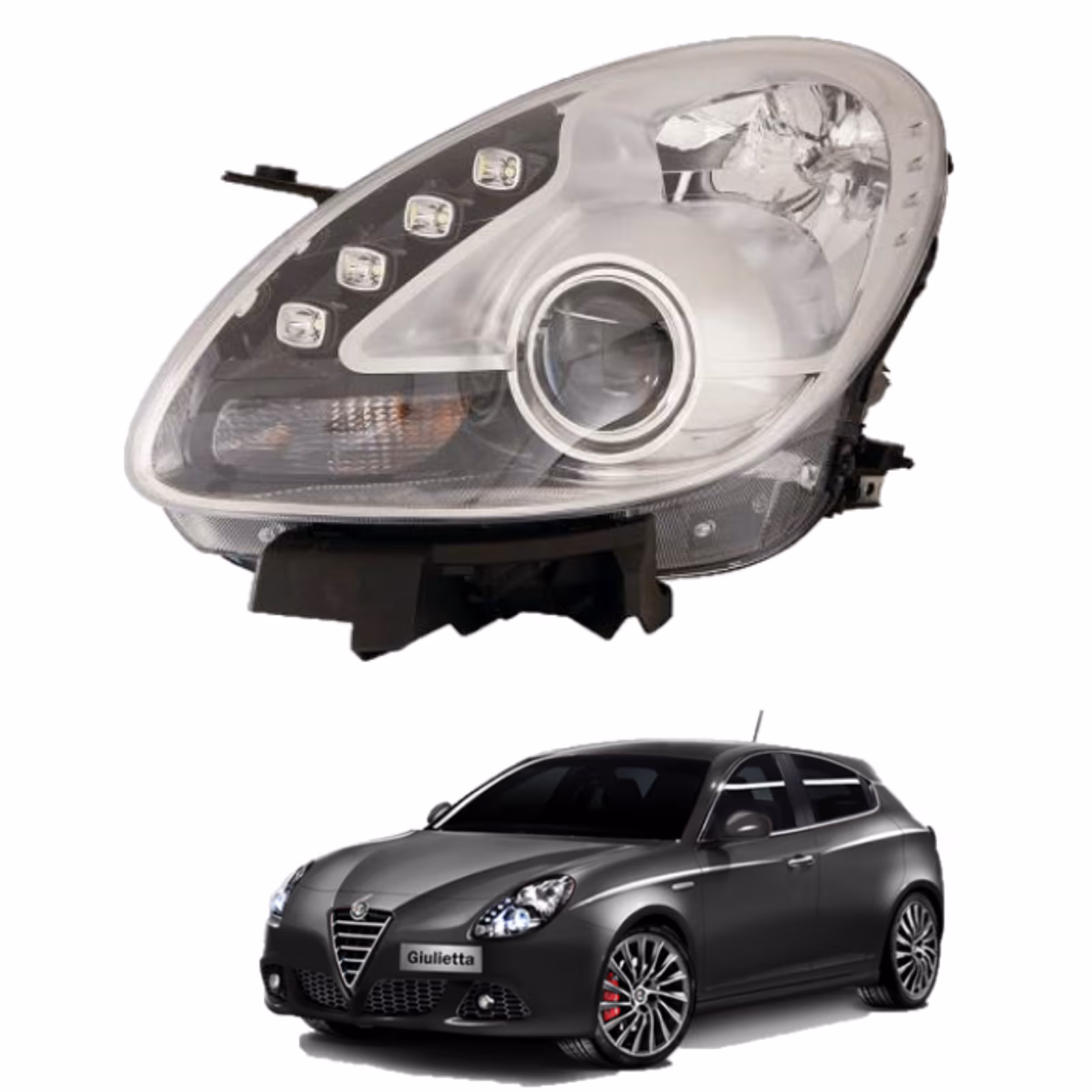 KIT PROIETTORI FARI ANTERIORI DX SX ALFA ROMEO GIULIETTA CROMATA LED