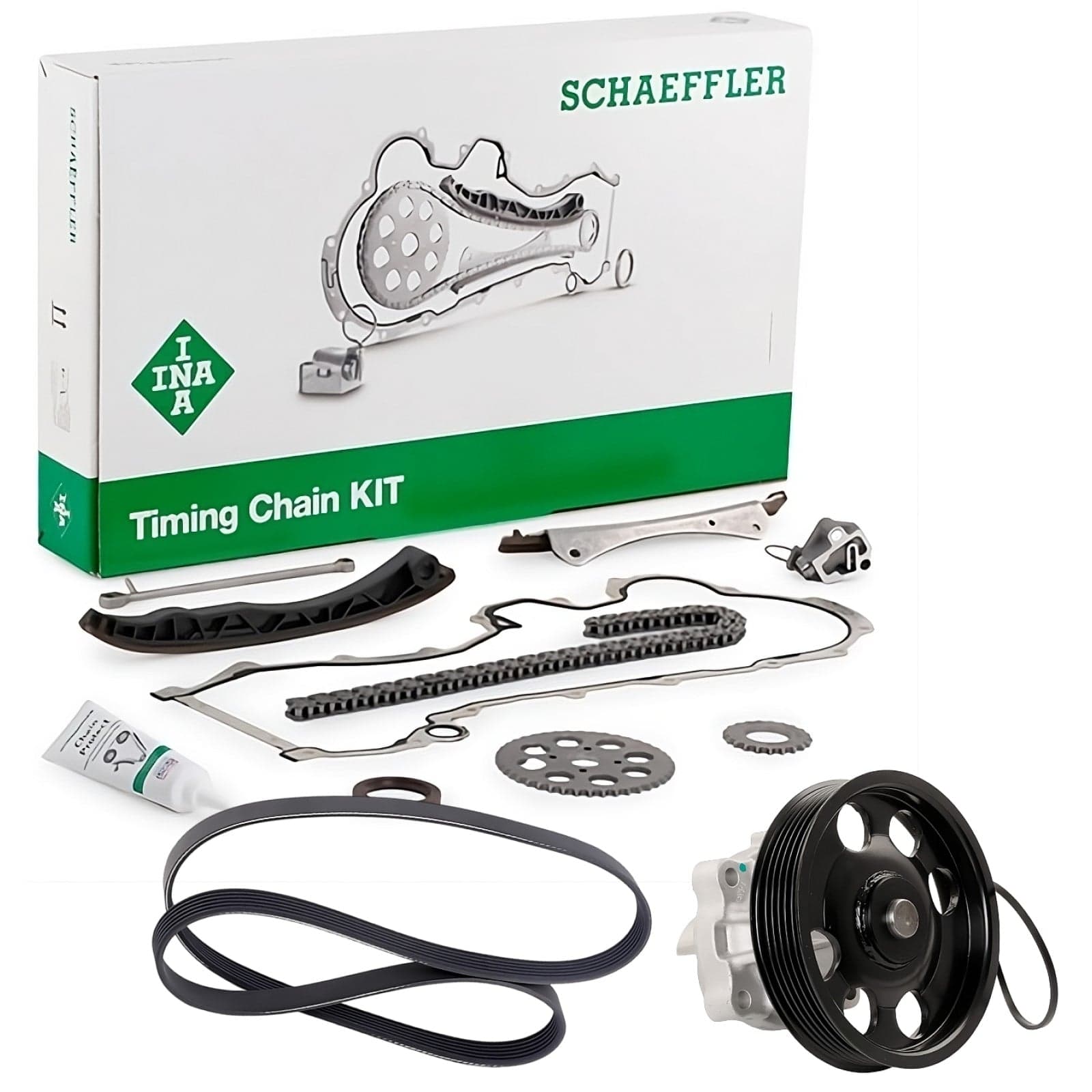 Kit catena distribuzione Punto 1.3 multijet Fiat + pompa e cinghia servizi INA