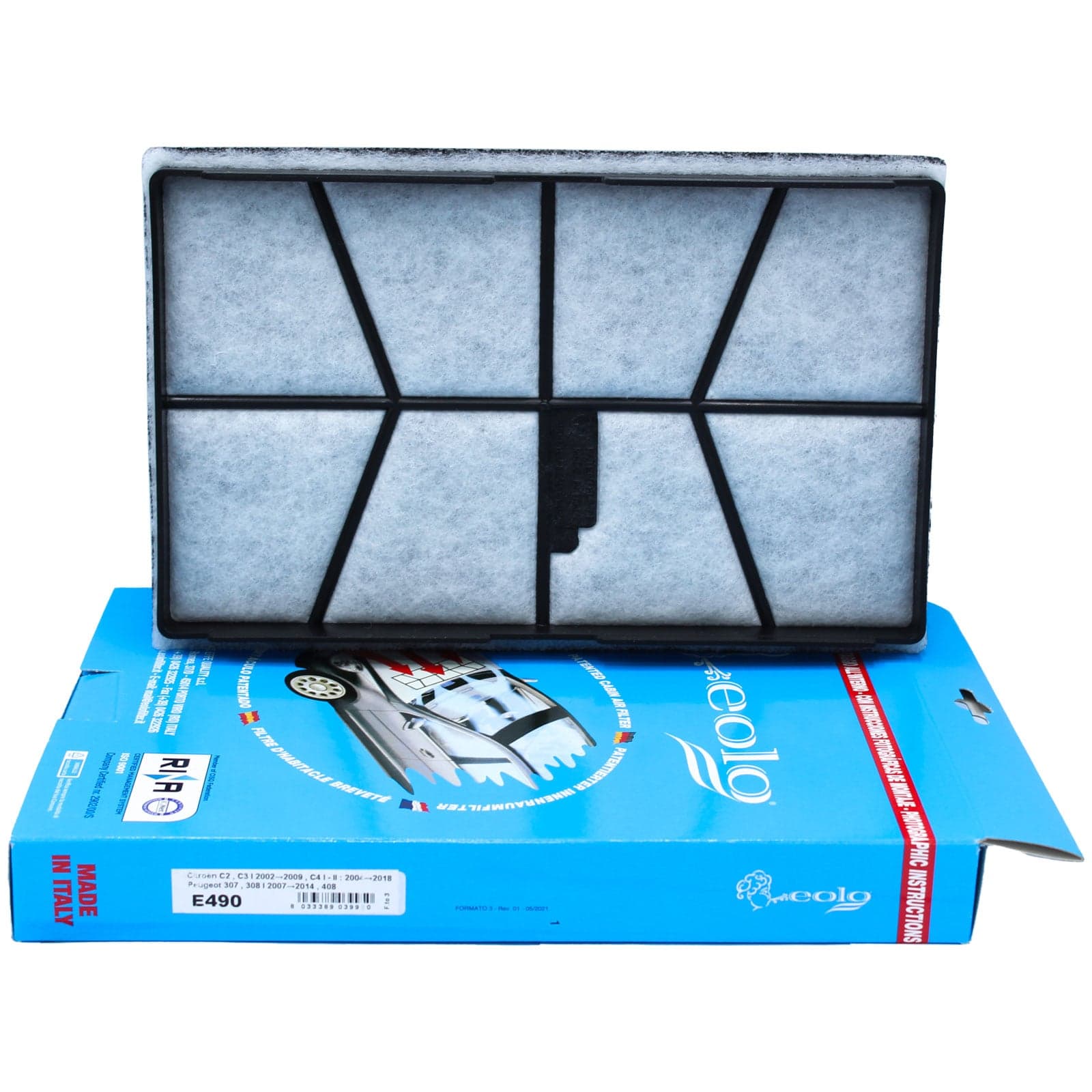 FILTRO ABITACOLO AI CARBONI DI ORIGINE VEGETALE AL 100% CITROEN C2 C3 C4 PEUGEOT 307 308