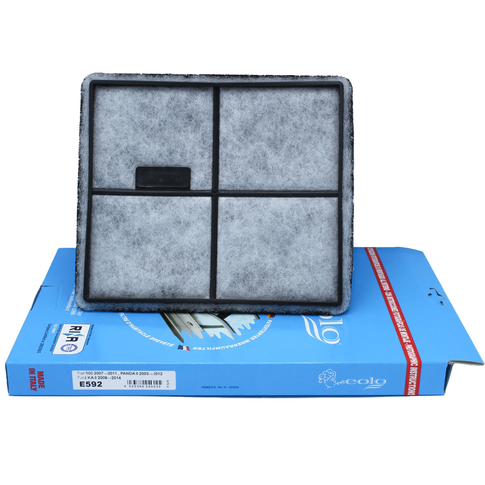 FILTRO ABITACOLO AI CARBONI DI ORIGINE VEGETALE AL 100 FIAT 500 PANDA 169