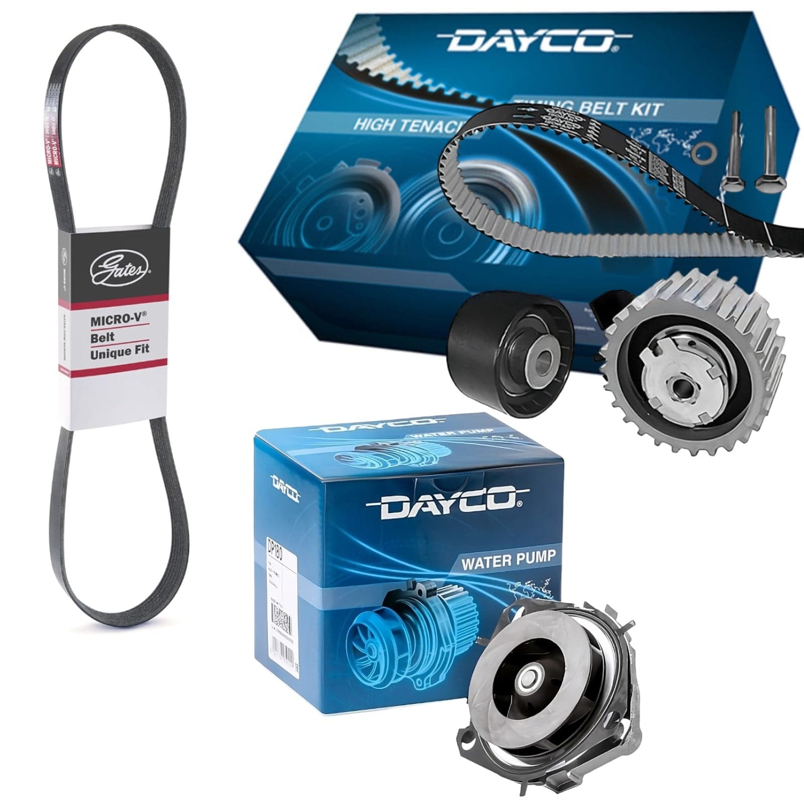 Kit Distribuzione Dayco KTB761 Pompa Acqua DP180 Cinghia Servizi Gates 6PK1345XS