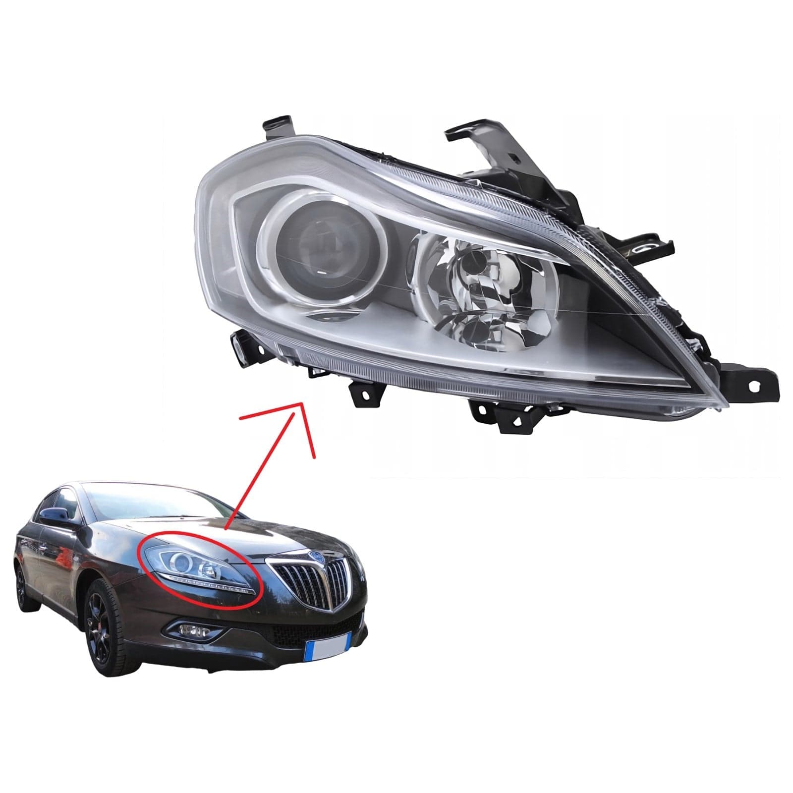 Faro Anteriore Dx Lancia Delta 3 Serie Depo 27780 H7 H7 Assetto Omologato ECE
