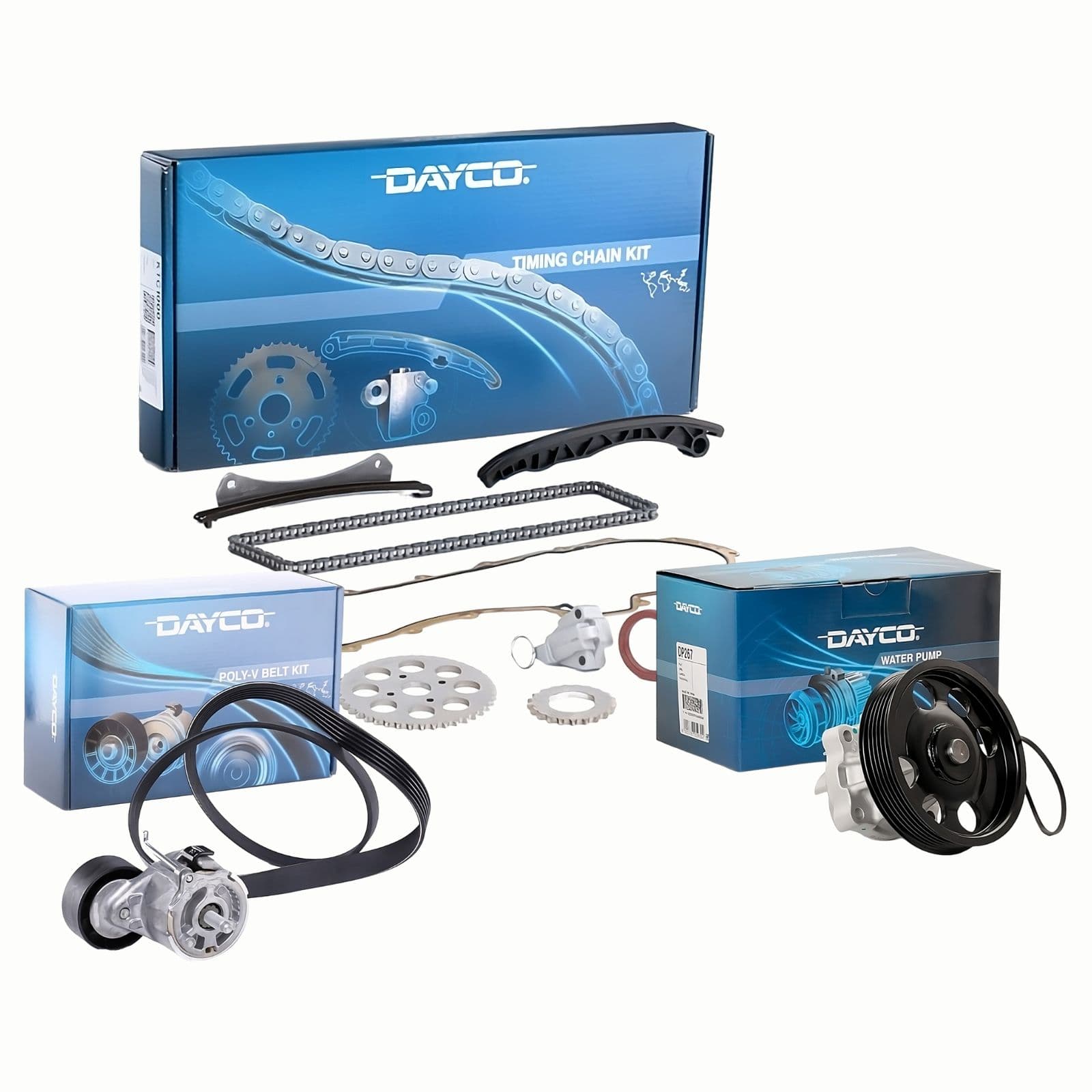 Dayco Kit Distribuzione Kit Cinghie Poly V Pompa Acqua Per Fiat Ford Lancia