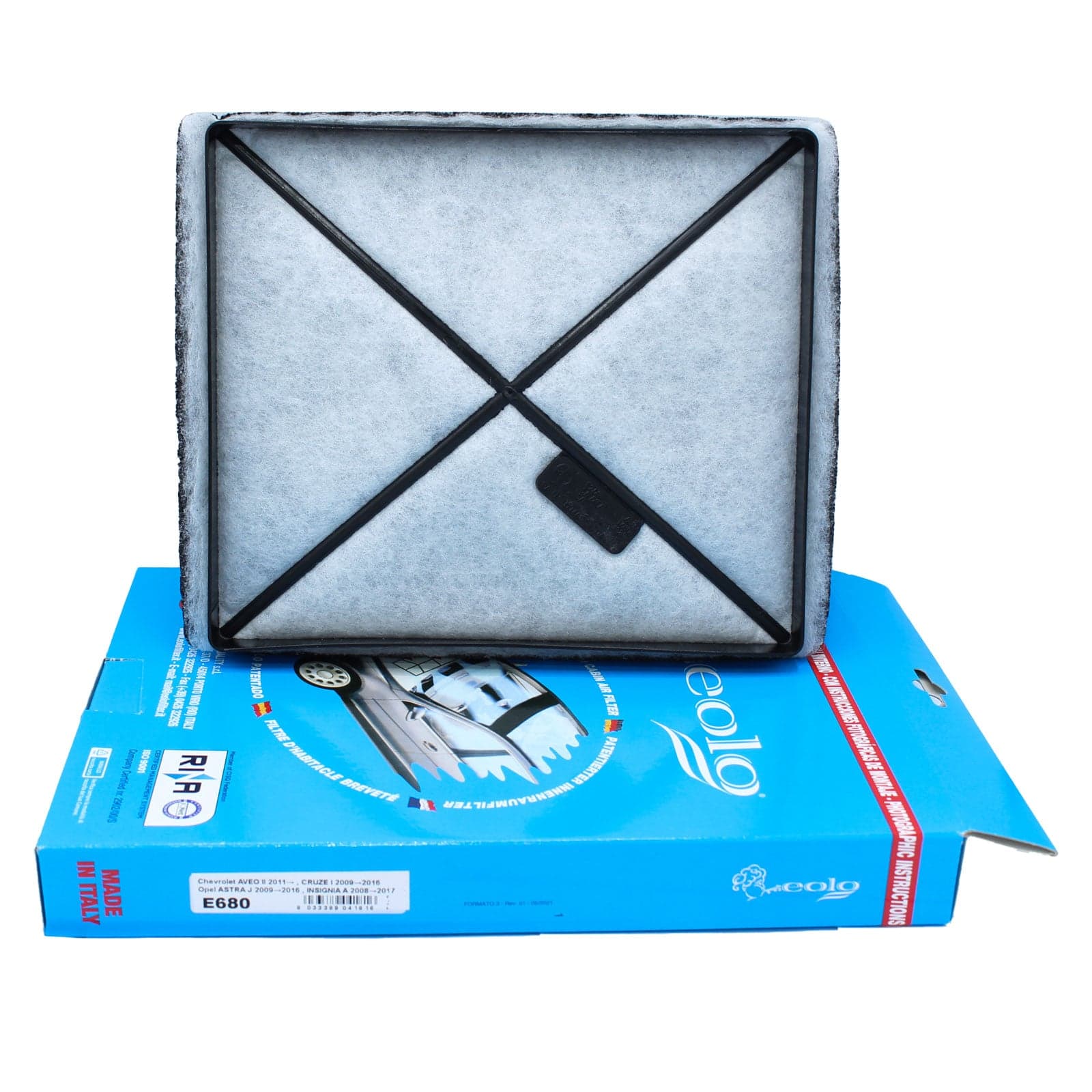 Filtro Abitacolo 3F Quality 680 per Opel Astra J Carbone Attivo 240 x 204 x 35mm