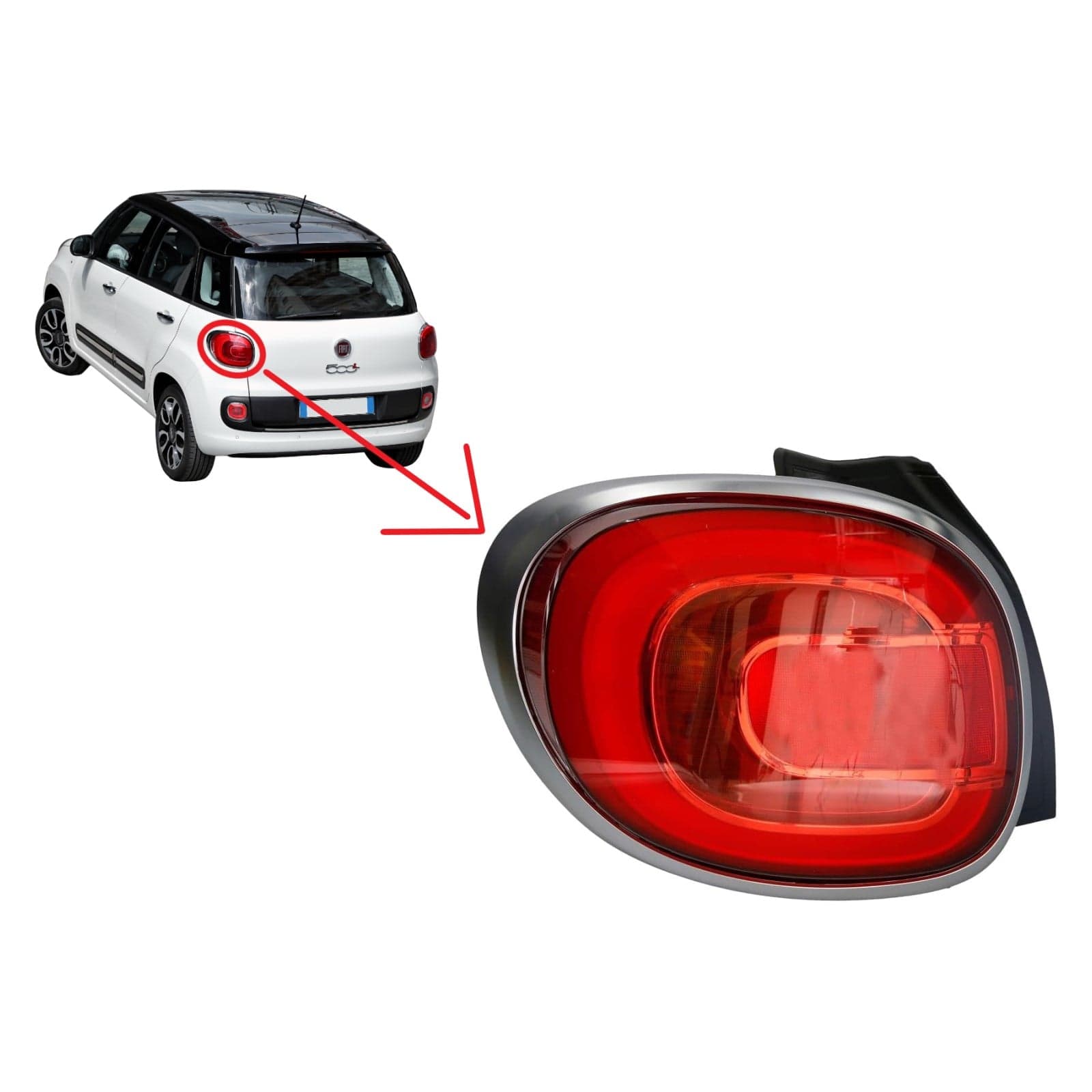 Fanale posteriore per Fiat 500L Depo 507380 LED P21 5W P21W Omologato ECE