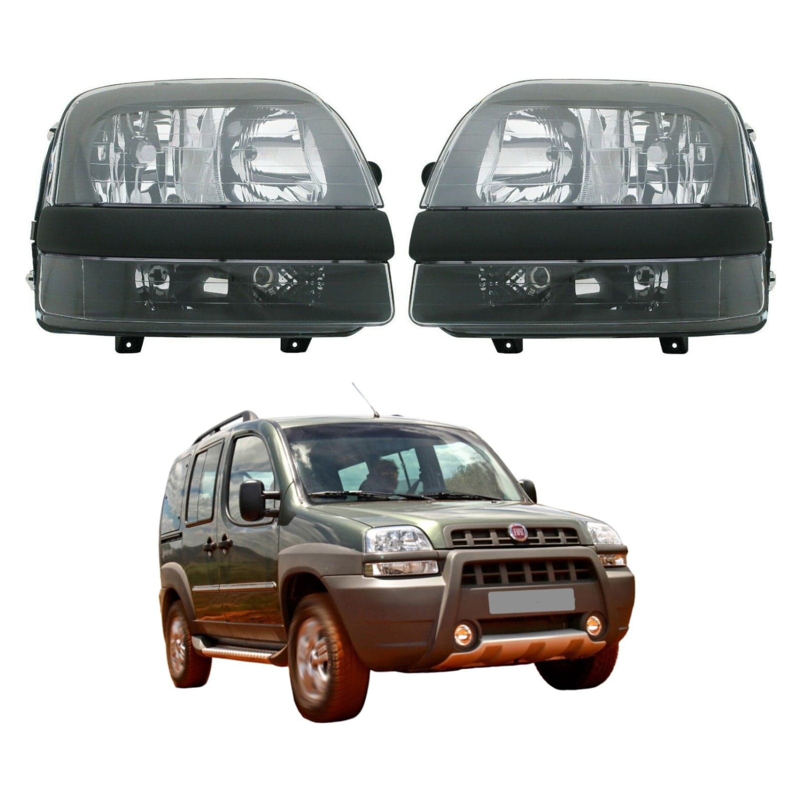 Fari Anteriori FIAT DOBLO Depo 36000 e 36010 H7 H1 con Fendinebbia
