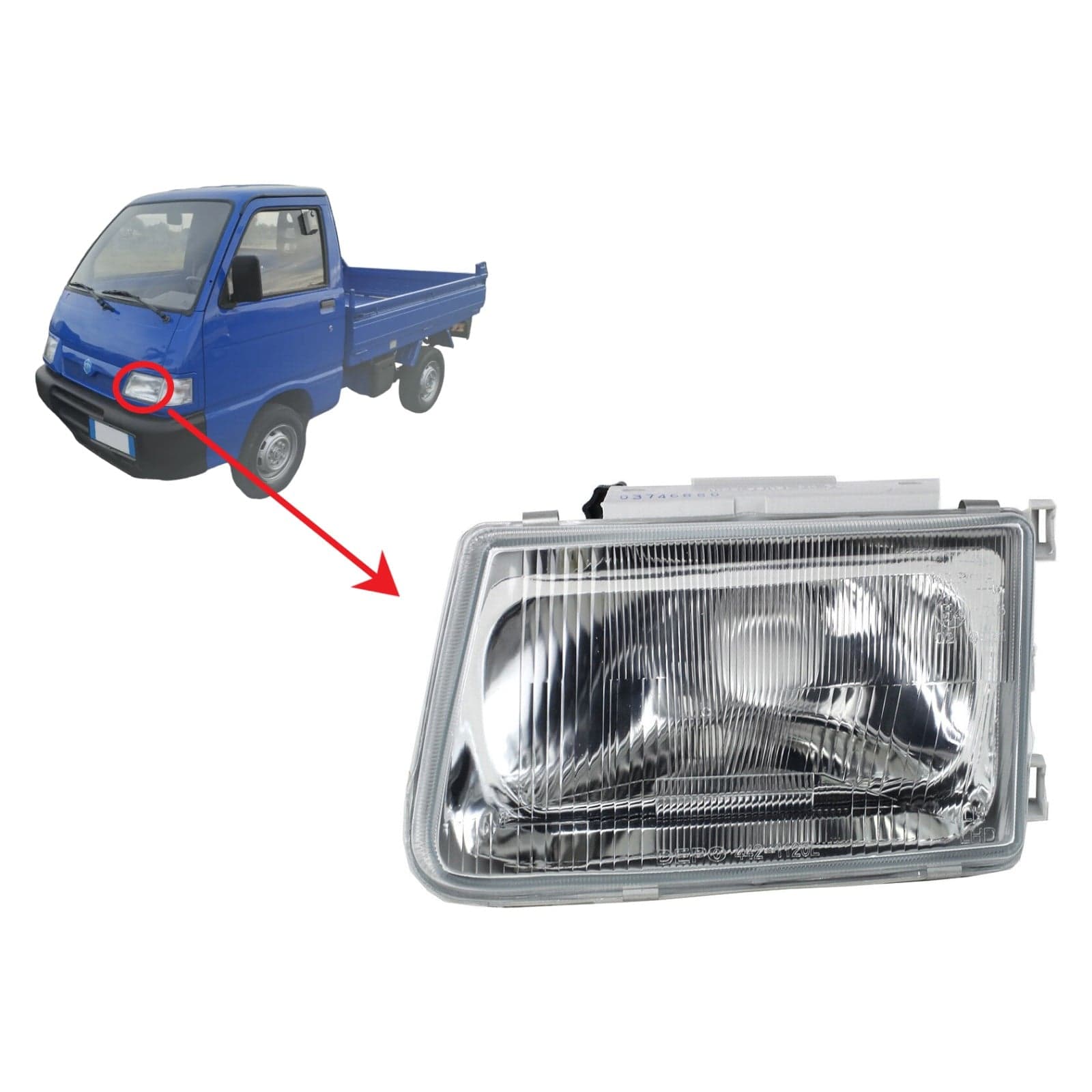 Faro Anteriore Depo 33810 per Opel Corsa A e Piaggio Porter Sinistra Lampada H4