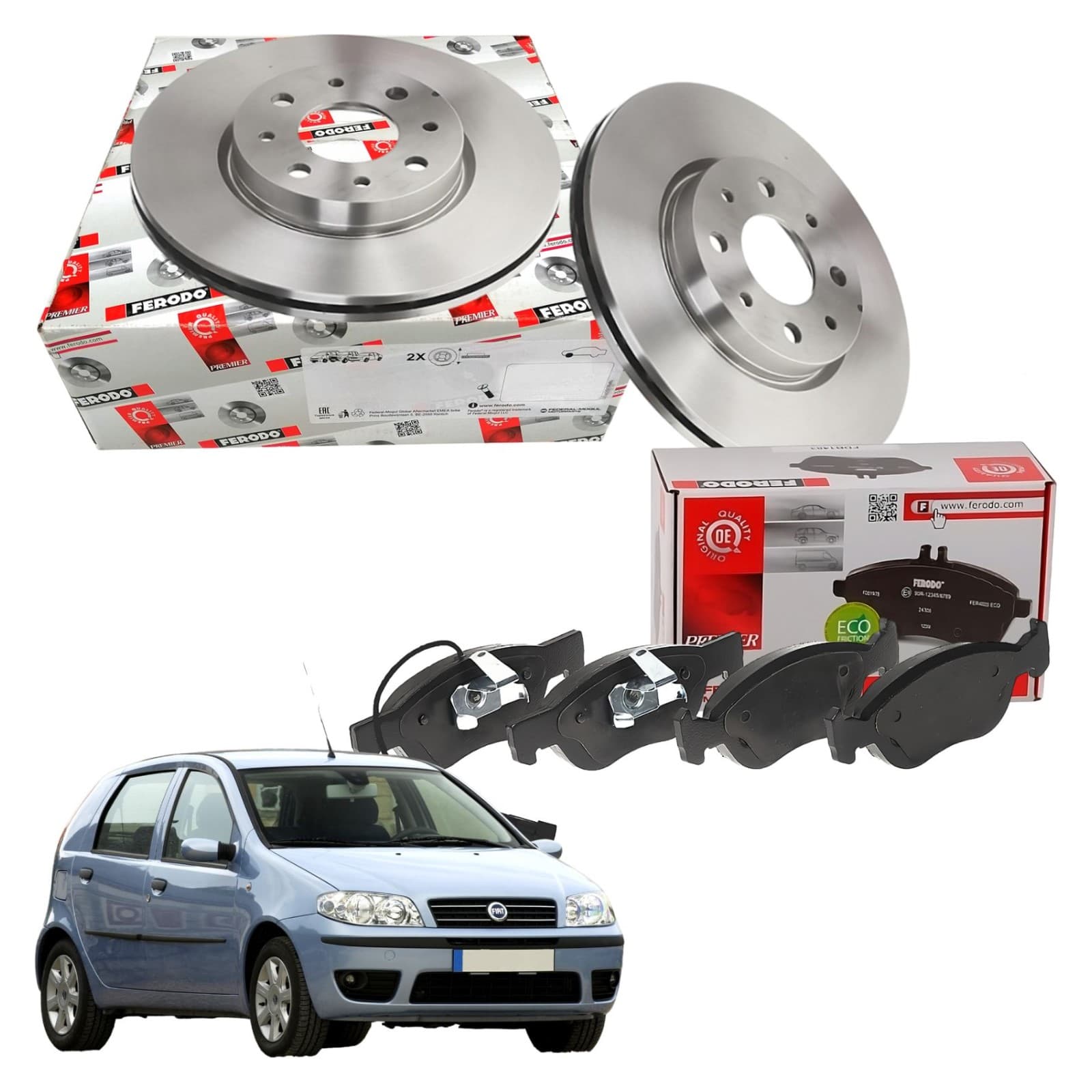 Kit Dischi e Pastiglie Freno Ferodo per Fiat Punto DDF521 e FDB1056