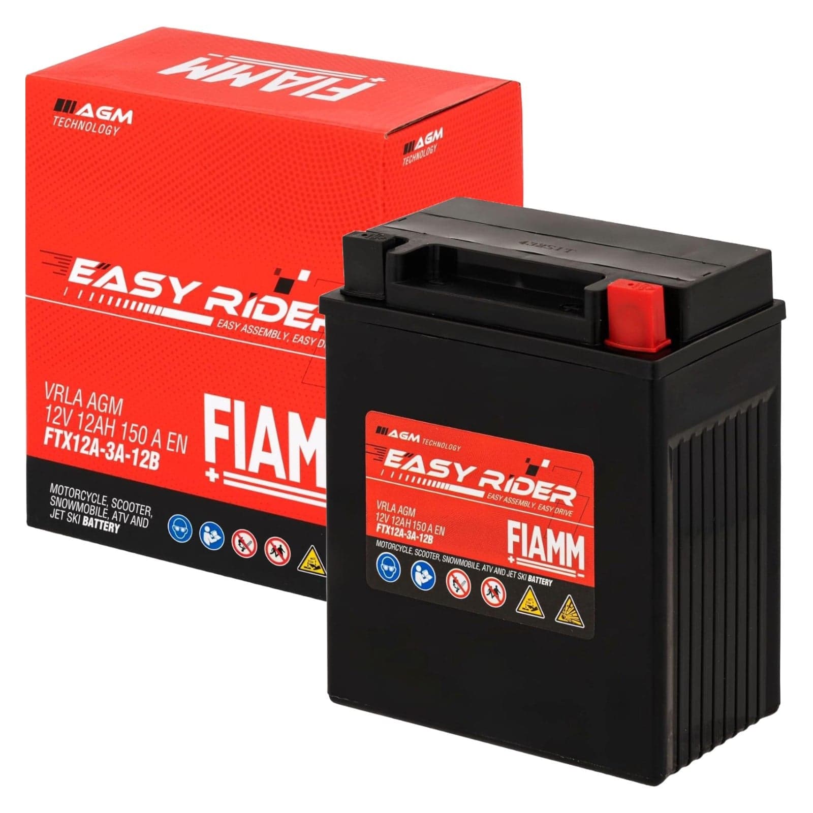 FIAMM Easy Rider FTX12A-3A-12B Batteria Moto AGM 12V 12Ah 150A