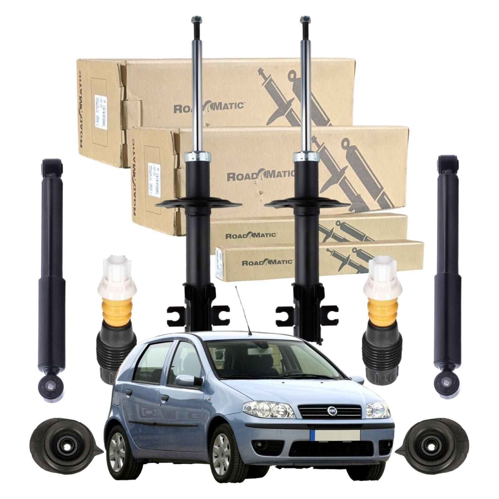 Kit 4 Ammortizzatori Monroe Fiat Punto Anteriori Posteriori Supporti e Tamponi