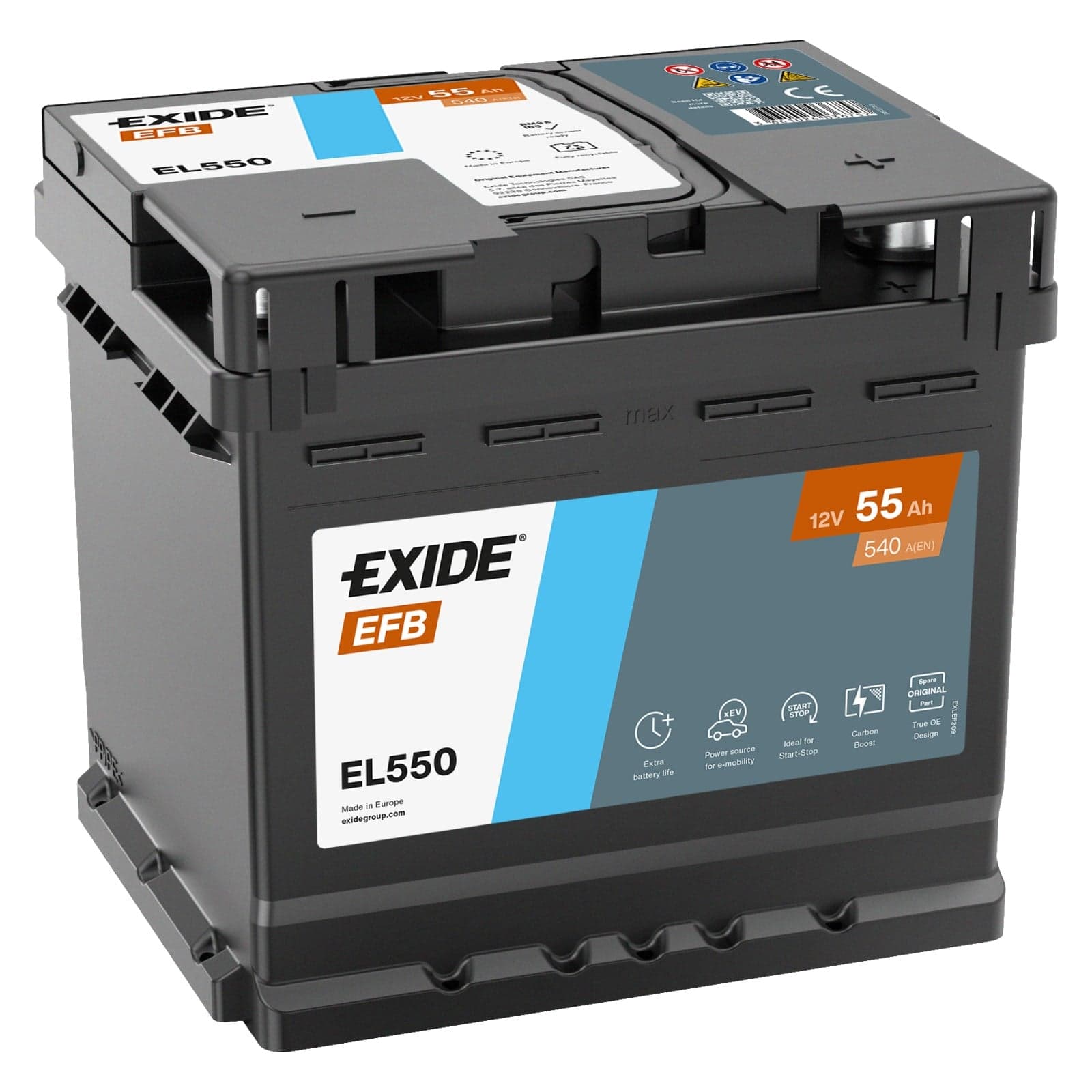 Batteria Exide EL550 EFB 12V 55Ah 540A 207x175x190