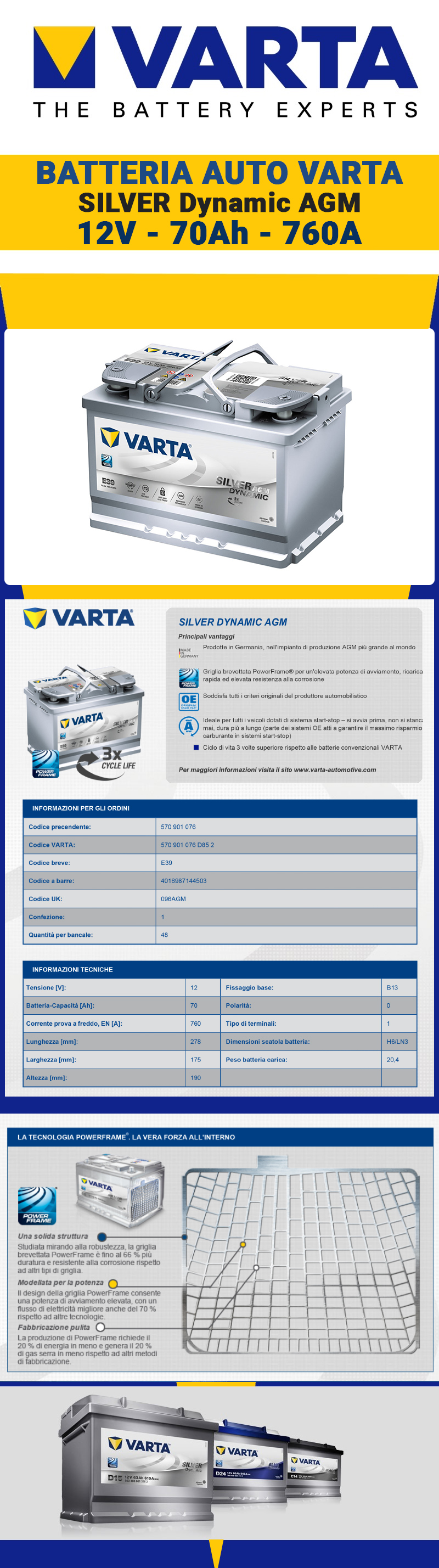 Thompsons Ltd  /Varta A7 / E39 Alfa Audi Citreon Mercedes 70Ah