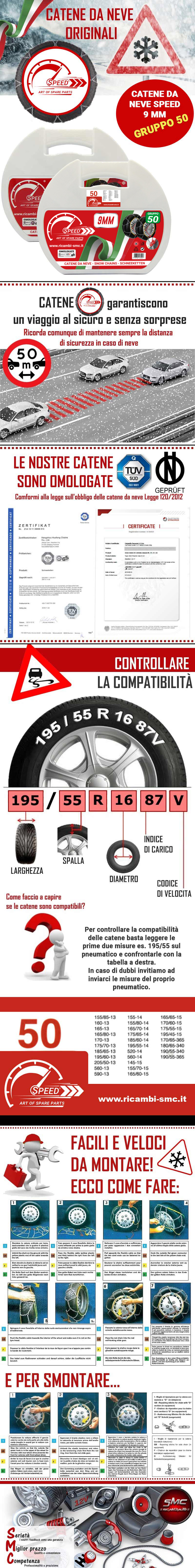 CATENE DA NEVE PER AUTO OMOLOGATE 9 MM MISURA PNEUMATICO 185//60 R16