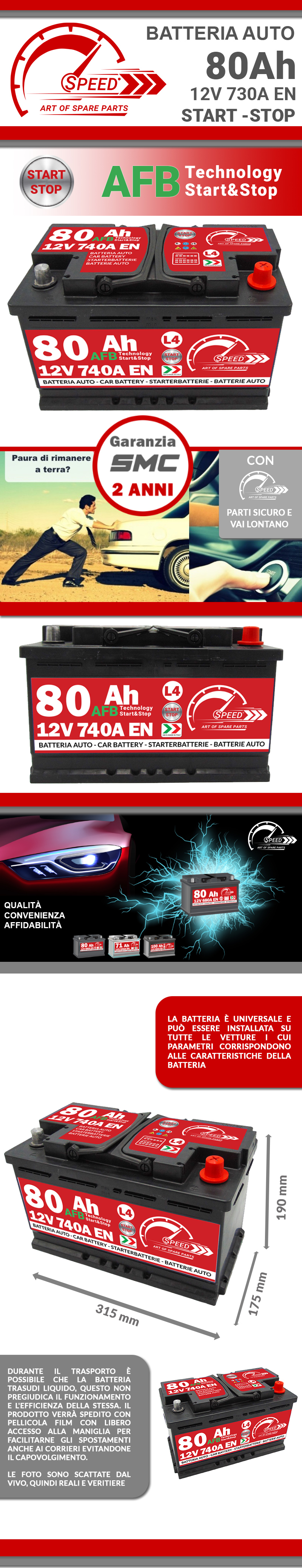Batterie Auto Speed L4 80Ah 740A 12V AFB Start & Stop = Exide EL800 (+DR)  BMW Audi - Cdiscount Auto