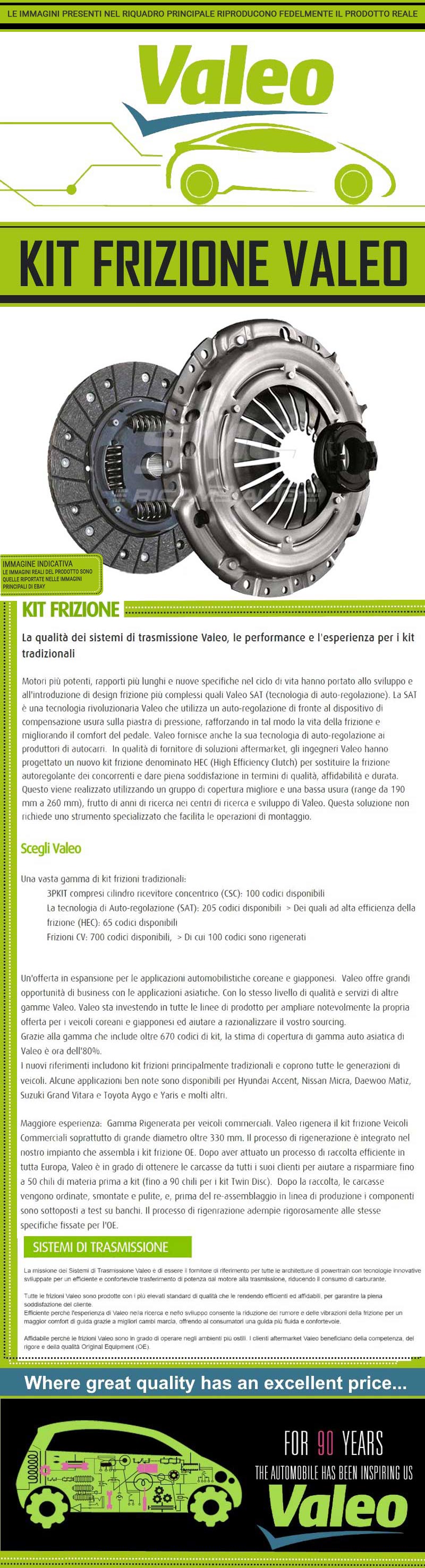 KIT FRIZIONE 3PZ VALEO CITROËN XSARA PICASSO 2.0 HDi KW 66 CV 90 N68