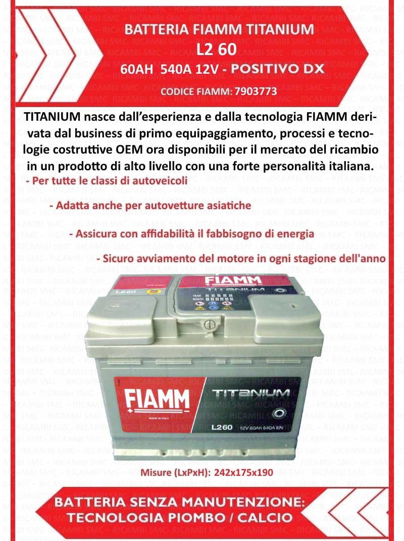 Batteria Auto Fiamm 7905147 60Ah 540A - Ricambi auto SMC