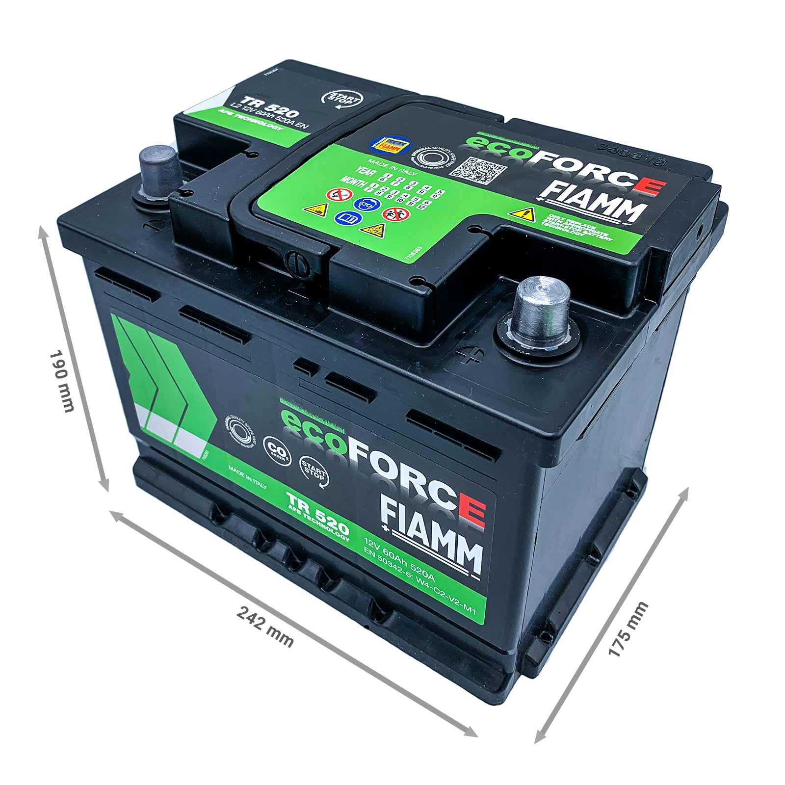 Batteria Start-Stop Fiamm Tr520 60Ah 520A - Ricambi auto SMC