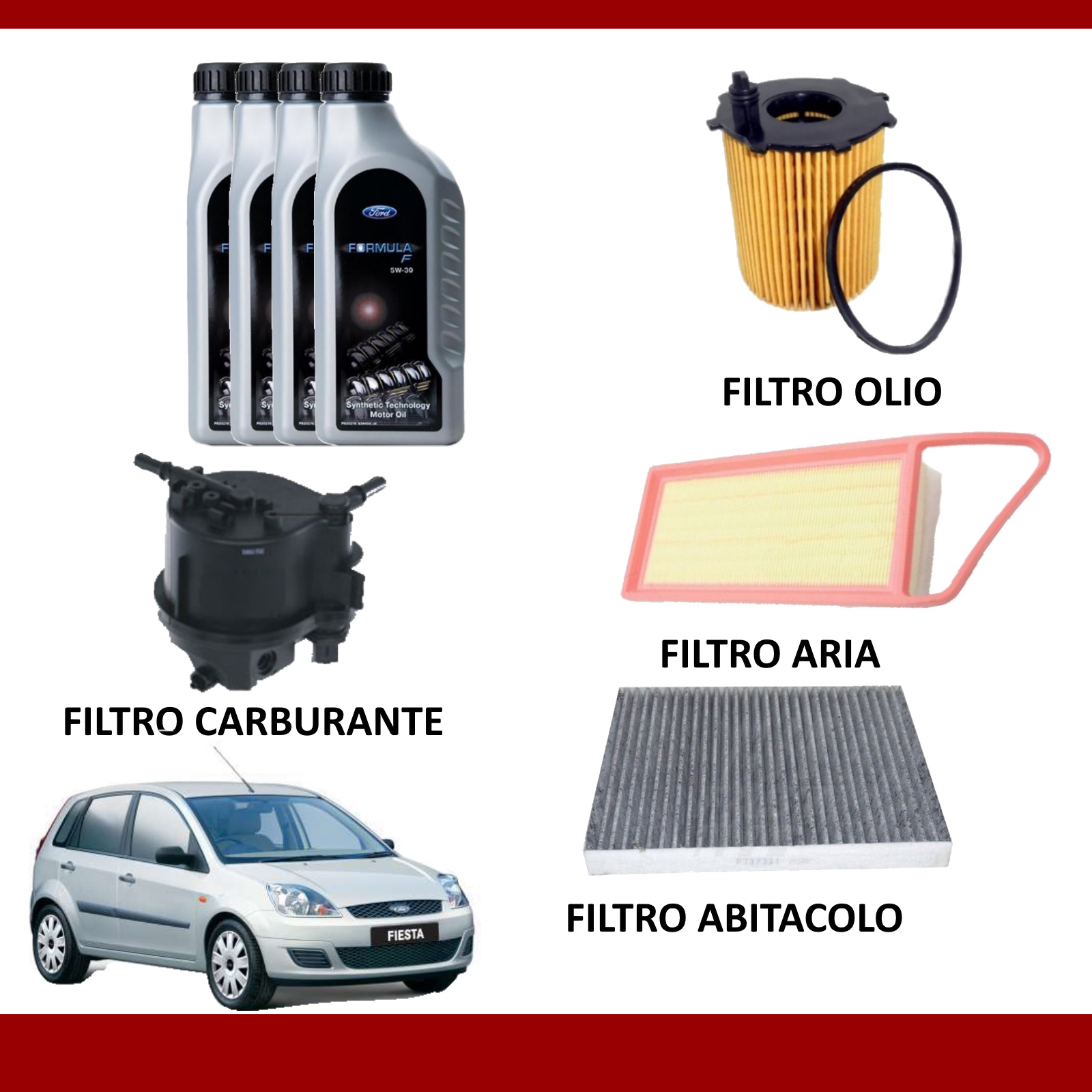 Kit filtri tagliando UFI Ford Fusion 1.4 TDCI 50 Kw 